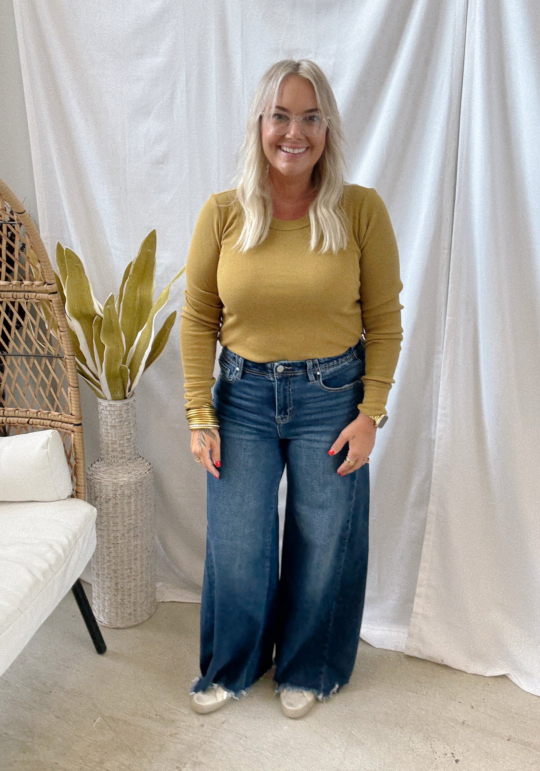 Risen Ankle Wide Leg Dark Jeans-Final Sale-Jeans-risen-The Silo Boutique, Women's Fashion Boutique Located in Warren and Grand Forks North Dakota