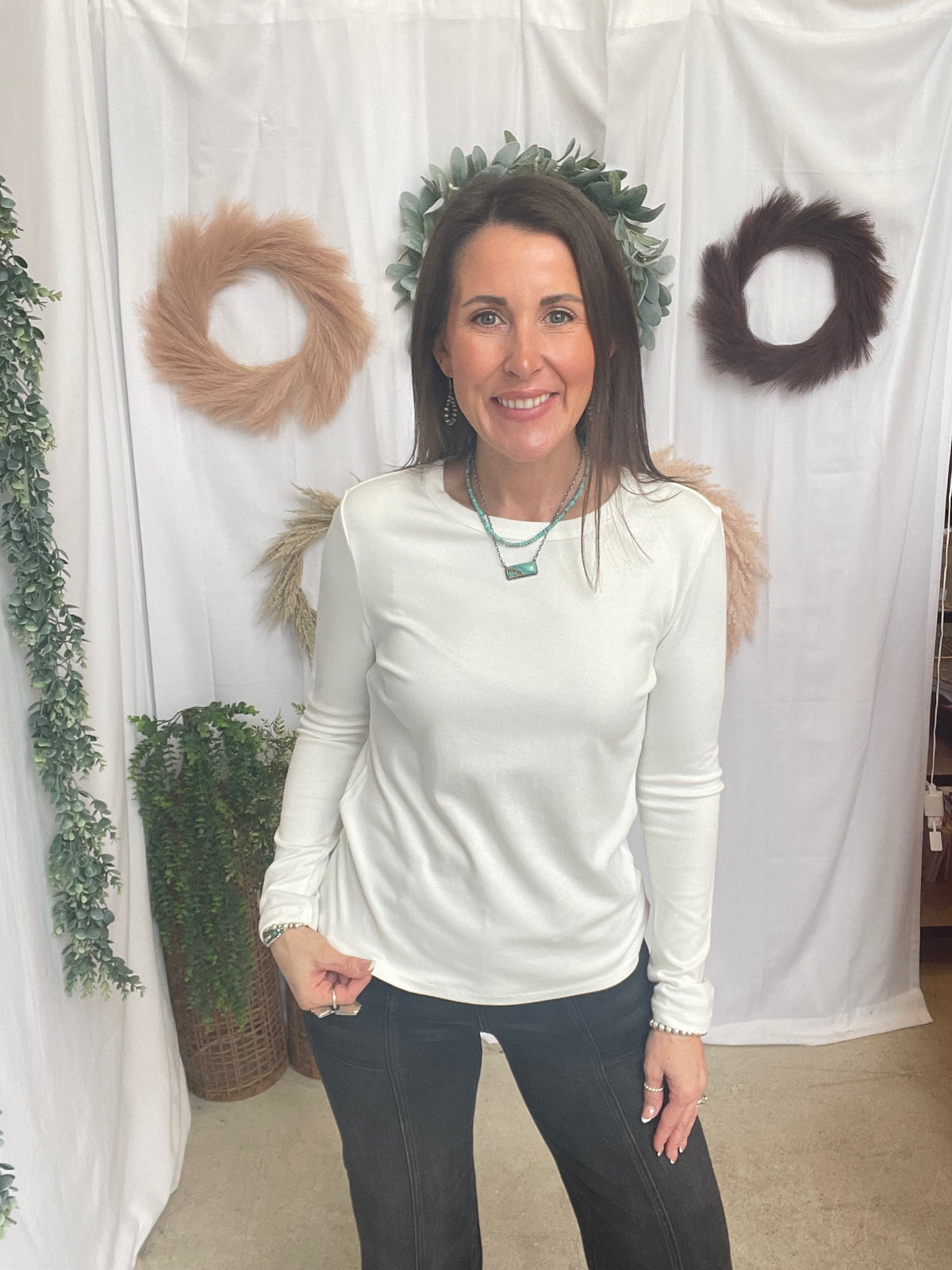 Betty Crew Long Sleeve Top-Ivory-Long Sleeve Tops-staccato-The Silo Boutique, Women's Fashion Boutique Located in Warren and Grand Forks North Dakota