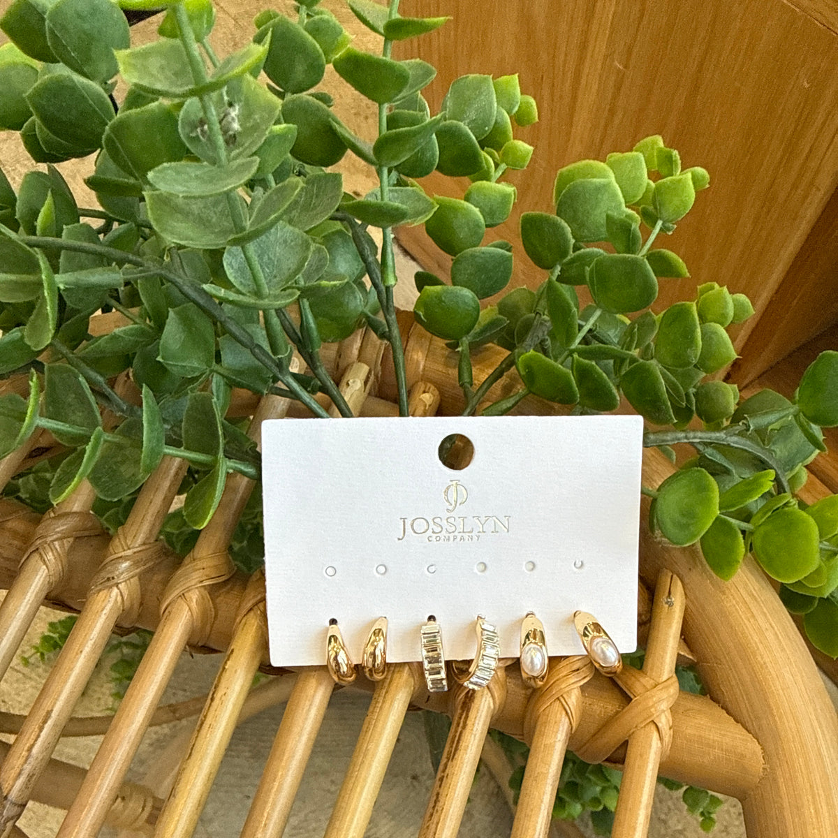 Joss Pearl & Baguette Huggie Earrings-Earrings-joss-The Silo Boutique, Women's Fashion Boutique Located in Warren and Grand Forks North Dakota