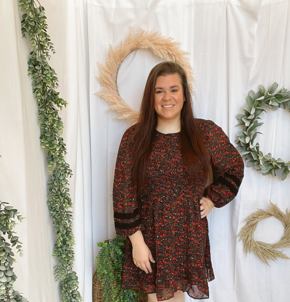 Red Floral Dress-Dresses-very j-The Silo Boutique, Women's Fashion Boutique Located in Warren and Grand Forks North Dakota