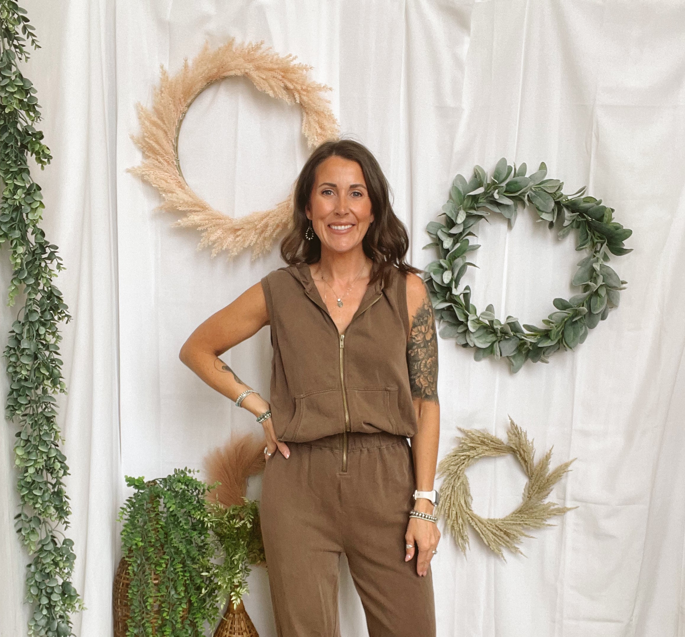 Espresso Knit Hooded Jumpsuit-Jumpsuits & Rompers-wishlist-The Silo Boutique, Women's Fashion Boutique Located in Warren and Grand Forks North Dakota