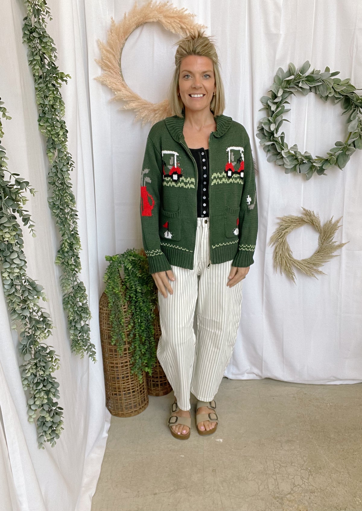 Bailey Rose Golfing Cardigan Sweater-Cardigans-bailey rose-The Silo Boutique, Women's Fashion Boutique Located in Warren and Grand Forks North Dakota