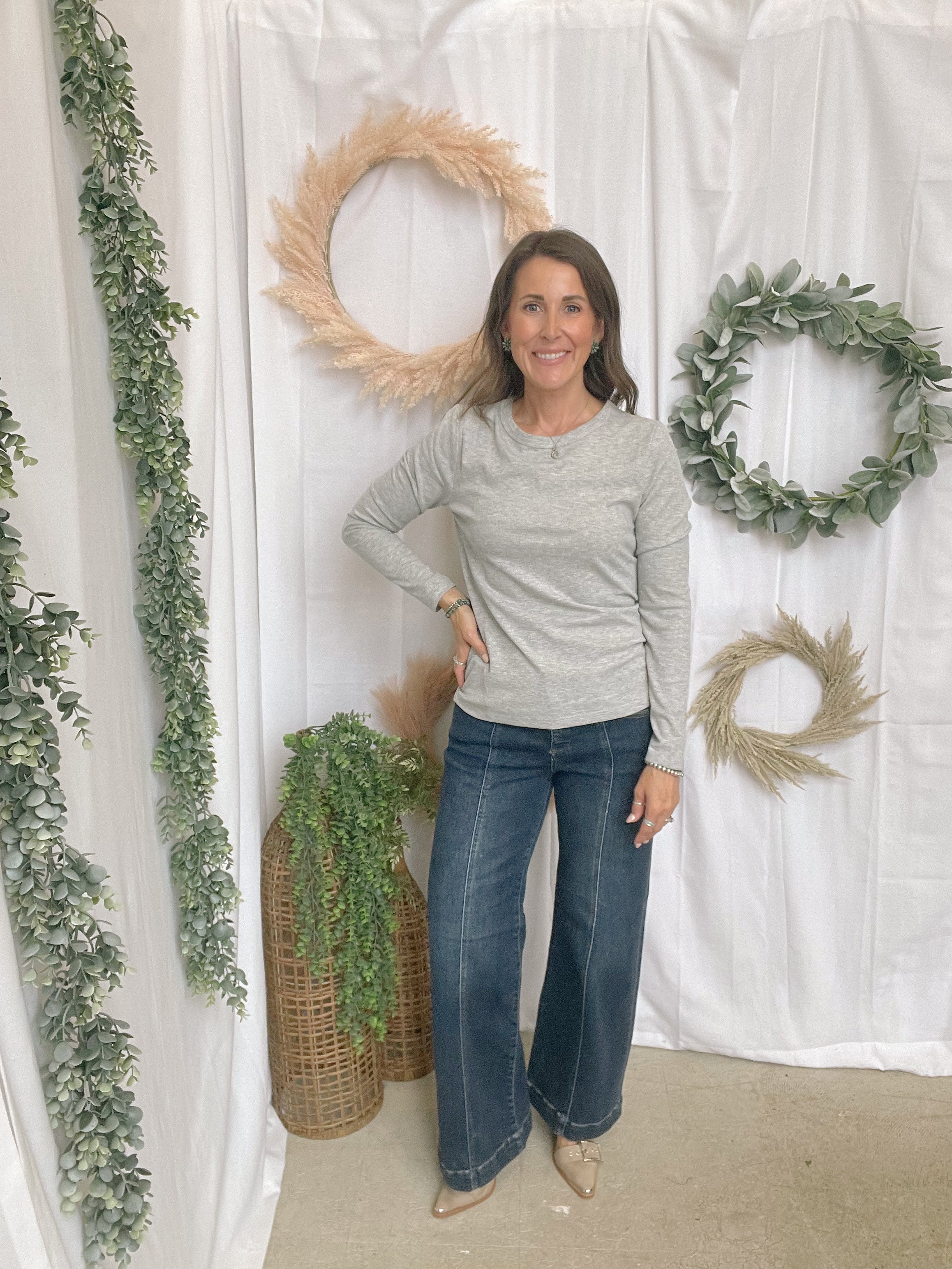 Lindsey Ribbed Long Sleeve Top-Grey-Long Sleeve Tops-staccato-The Silo Boutique, Women's Fashion Boutique Located in Warren and Grand Forks North Dakota