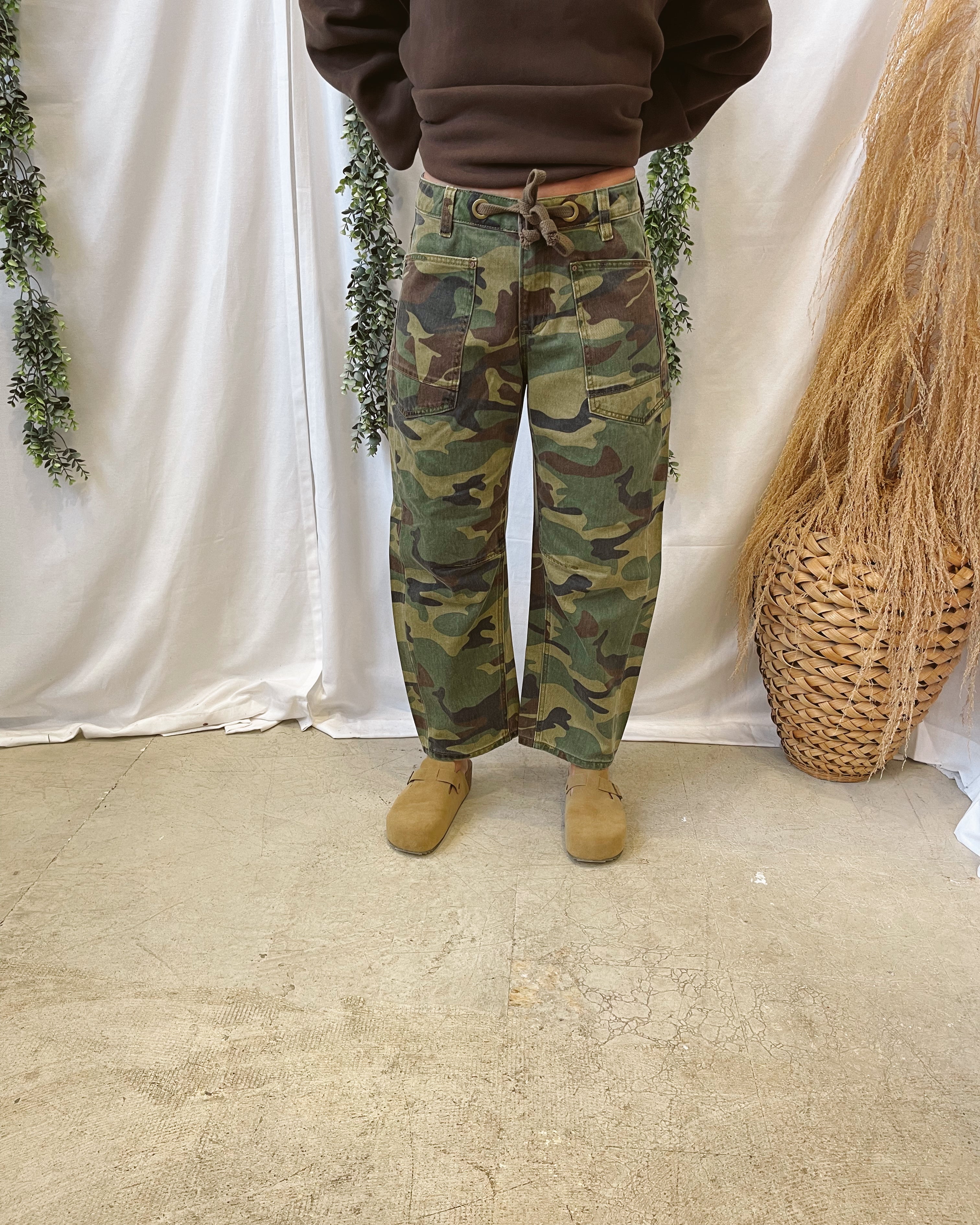 Risen Camo Slouchy Barrel Jeans-Jeans-risen-The Silo Boutique, Women's Fashion Boutique Located in Warren and Grand Forks North Dakota