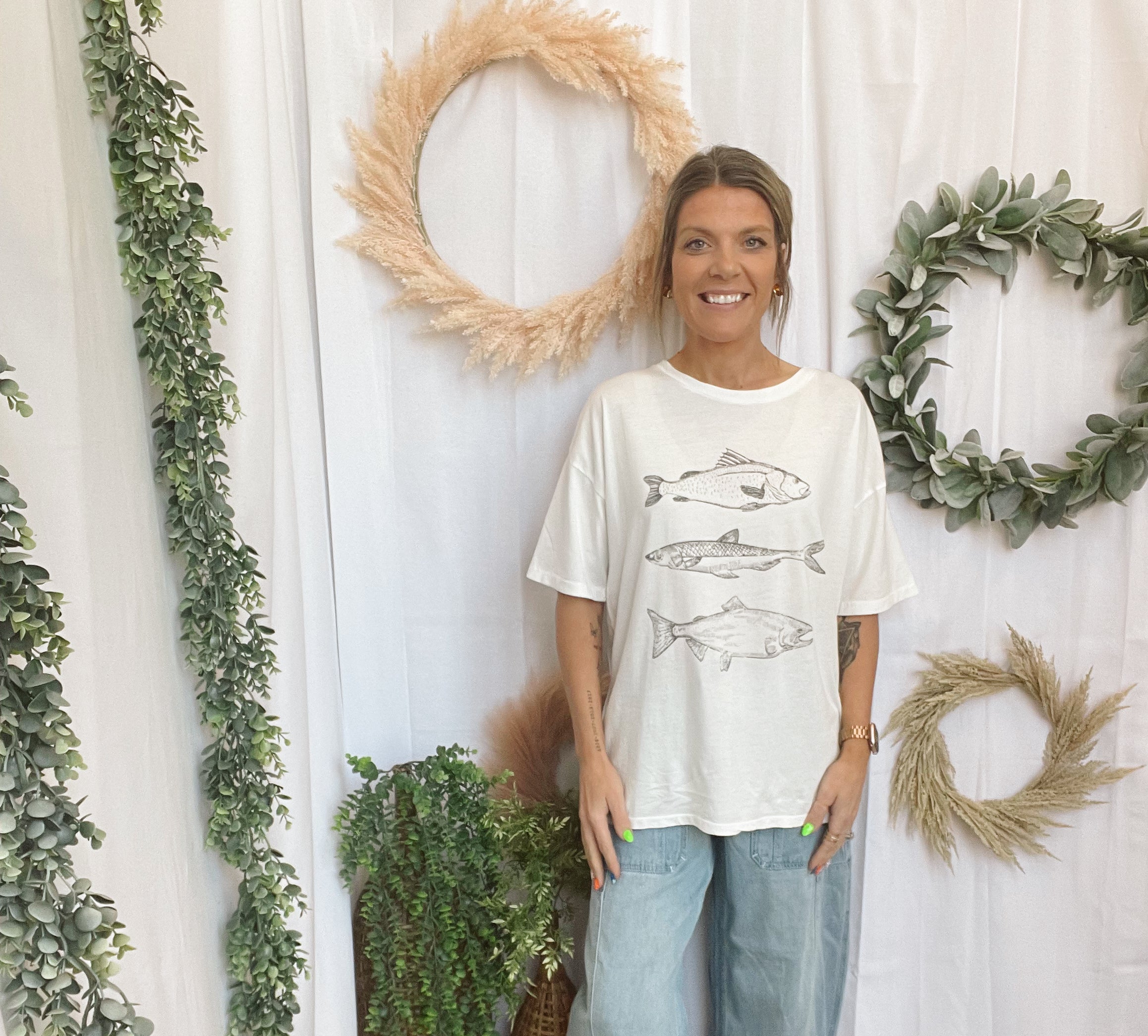 Three Fish Graphic Tee-Graphic Tees-promesa-The Silo Boutique, Women's Fashion Boutique Located in Warren and Grand Forks North Dakota