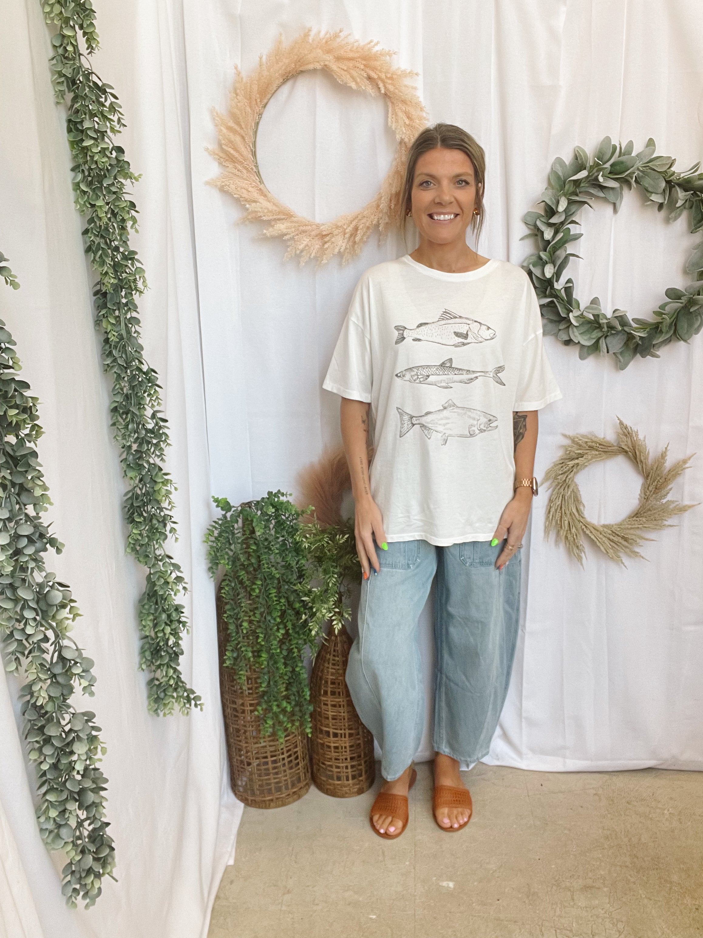 Three Fish Graphic Tee-Graphic Tees-promesa-The Silo Boutique, Women's Fashion Boutique Located in Warren and Grand Forks North Dakota