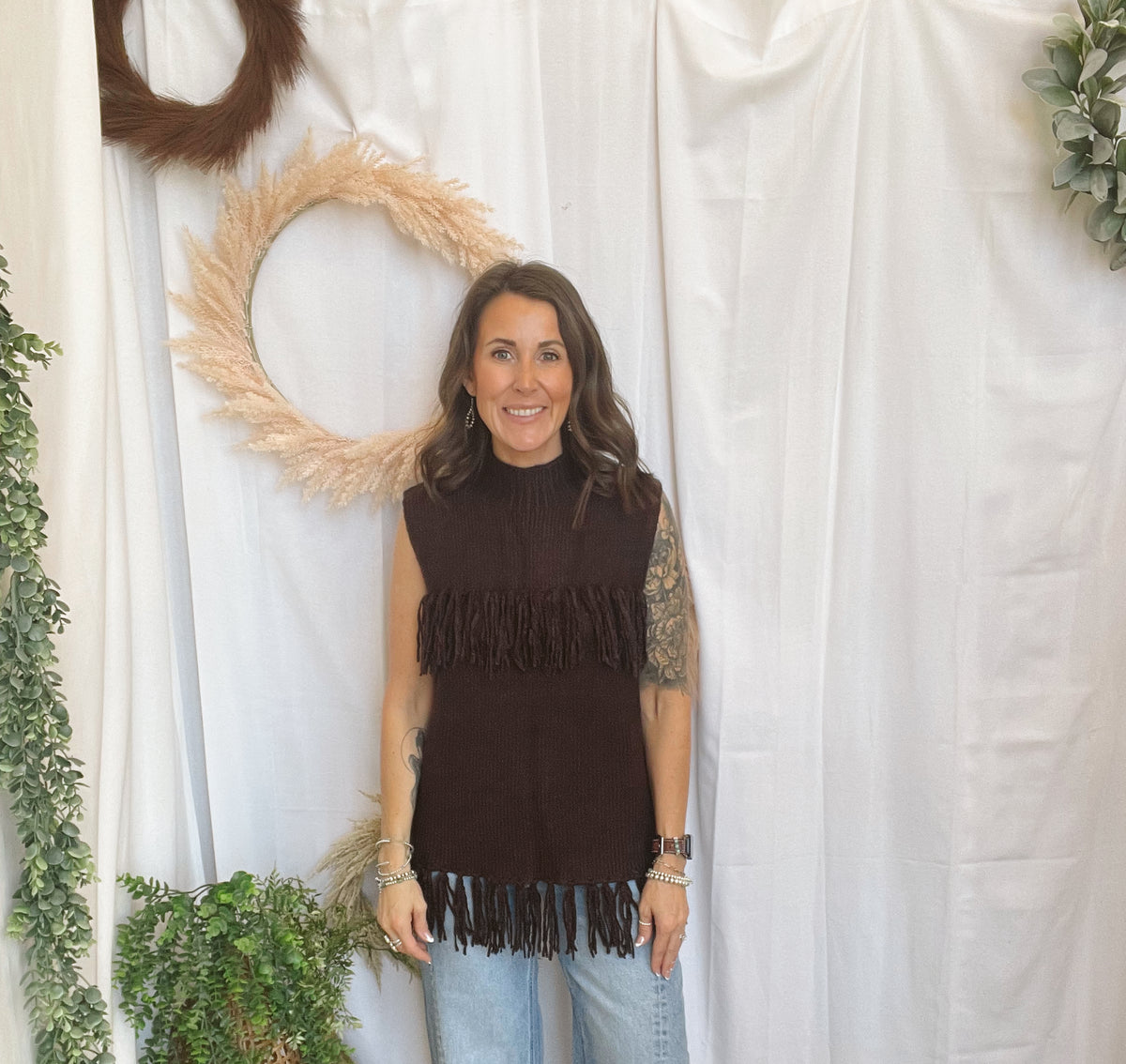 Felicia Fringe Sweater Vest-Brown-Vests-hyfve-The Silo Boutique, Women's Fashion Boutique Located in Warren and Grand Forks North Dakota