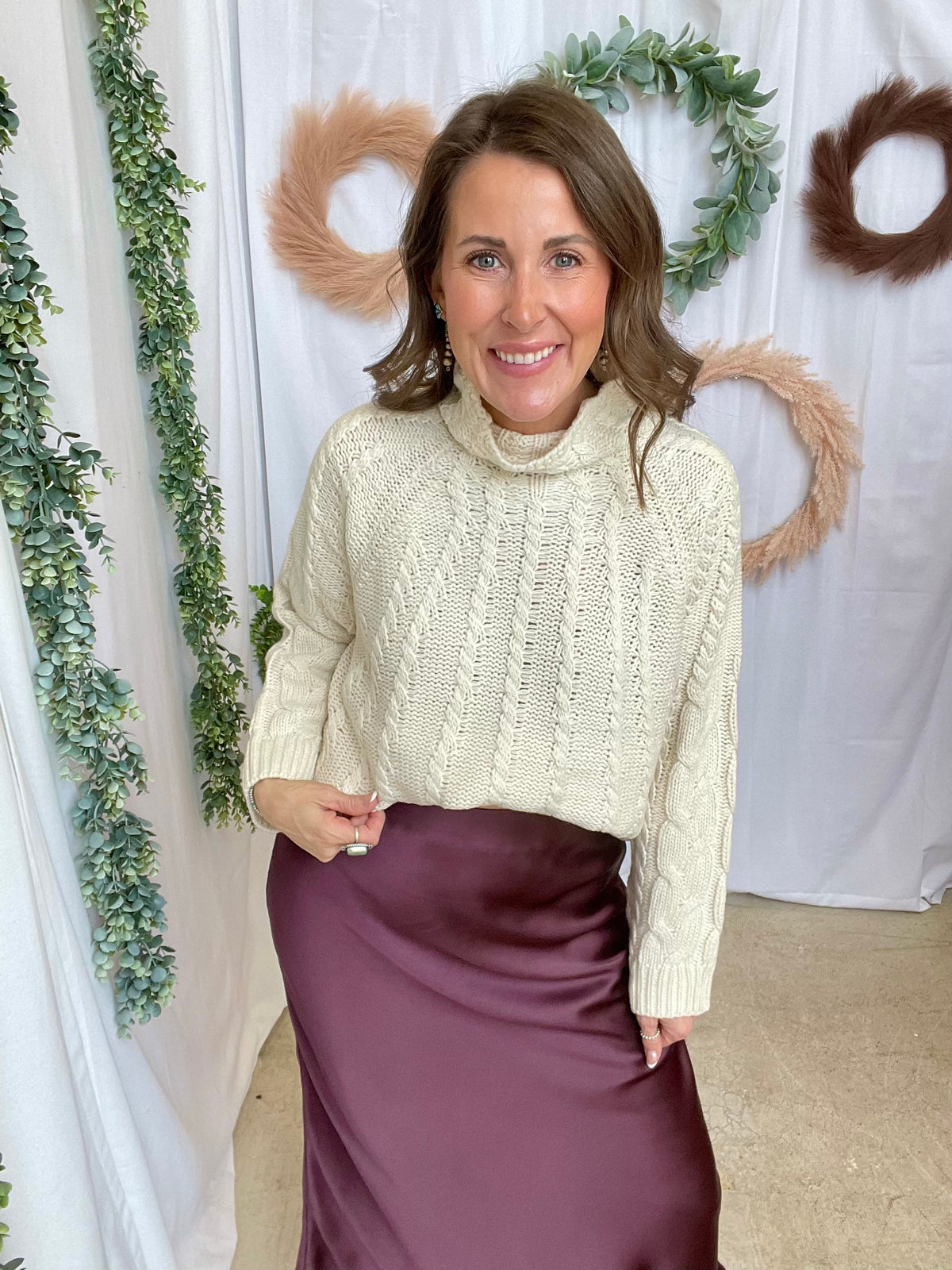 Kelci Cropped Mock Sweater-Cream-Sweaters-davi dani-The Silo Boutique, Women's Fashion Boutique Located in Warren and Grand Forks North Dakota