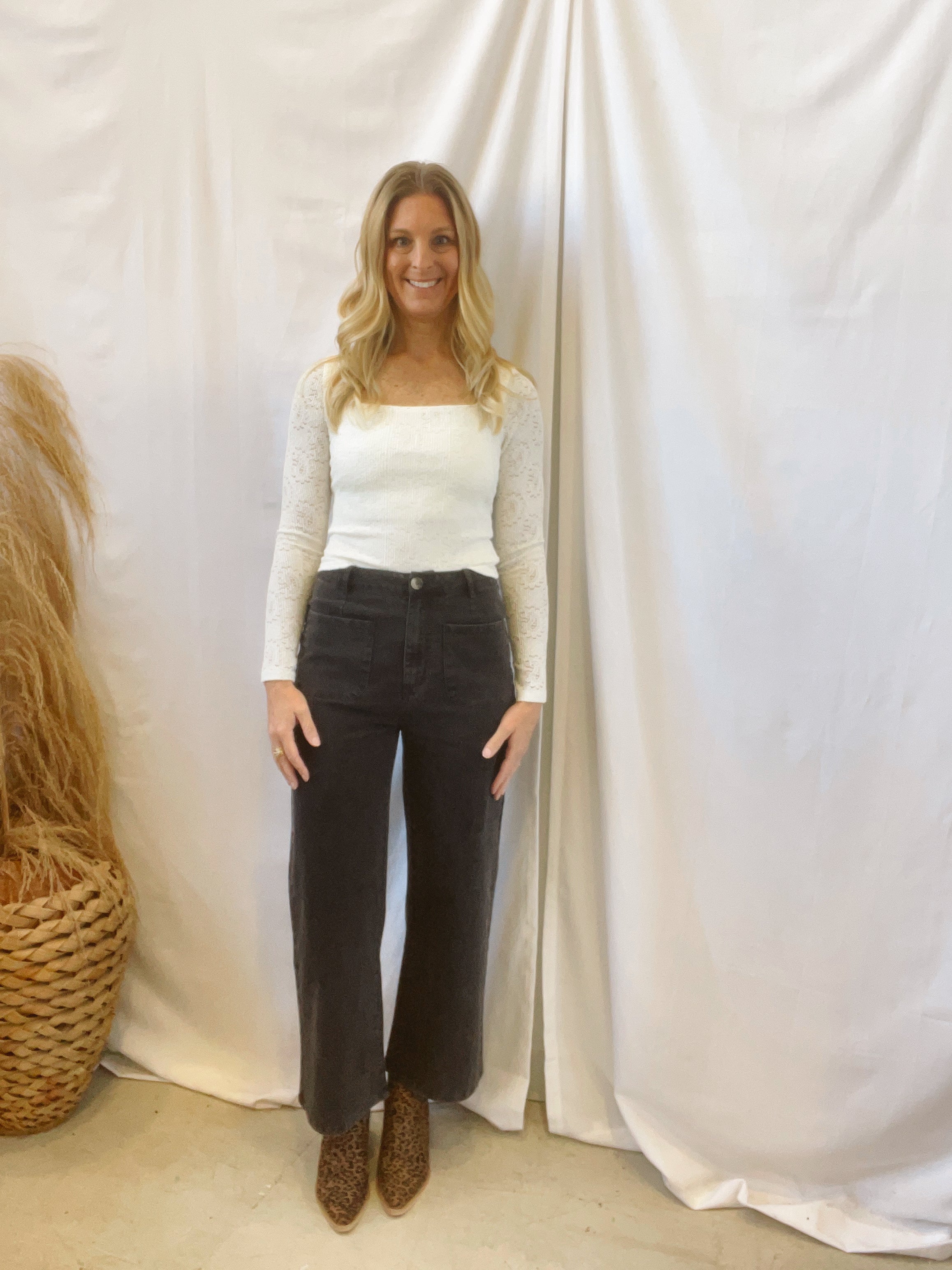 Allie Long Sleeve Square Neck Lace Top-Off White-Final Sale-Long Sleeve Tops-allie Rose-The Silo Boutique, Women's Fashion Boutique Located in Warren and Grand Forks North Dakota