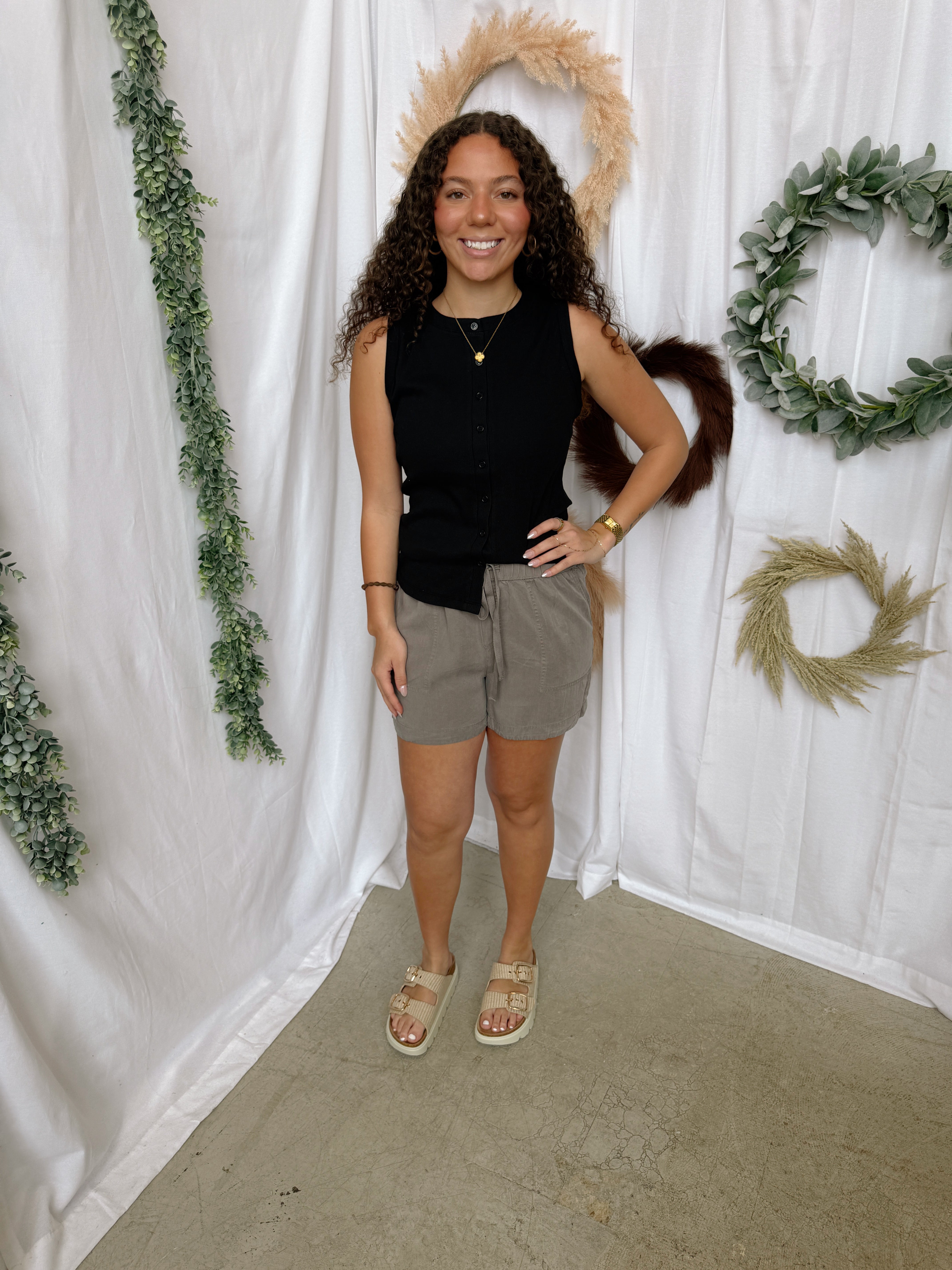 Cool Tencel Shorts-Earth Grey-Shorts-be cool-The Silo Boutique, Women's Fashion Boutique Located in Warren and Grand Forks North Dakota