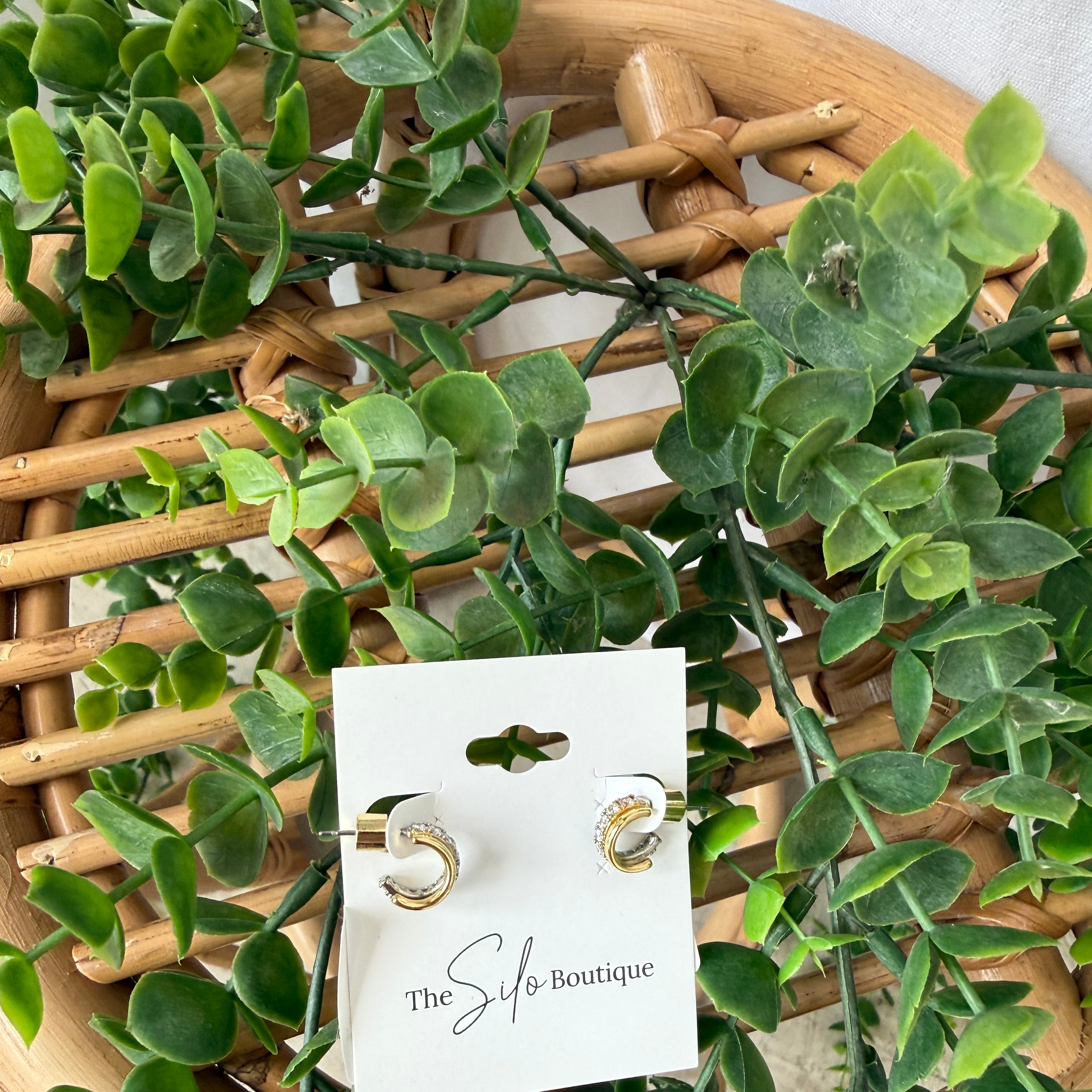 Two Tone Mini Hoop Earrings-Earrings-fame-The Silo Boutique, Women's Fashion Boutique Located in Warren and Grand Forks North Dakota