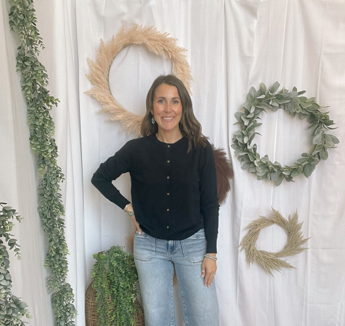 Celia Button Up Cardigan-Black-Cardigans-staccato-The Silo Boutique, Women's Fashion Boutique Located in Warren and Grand Forks North Dakota