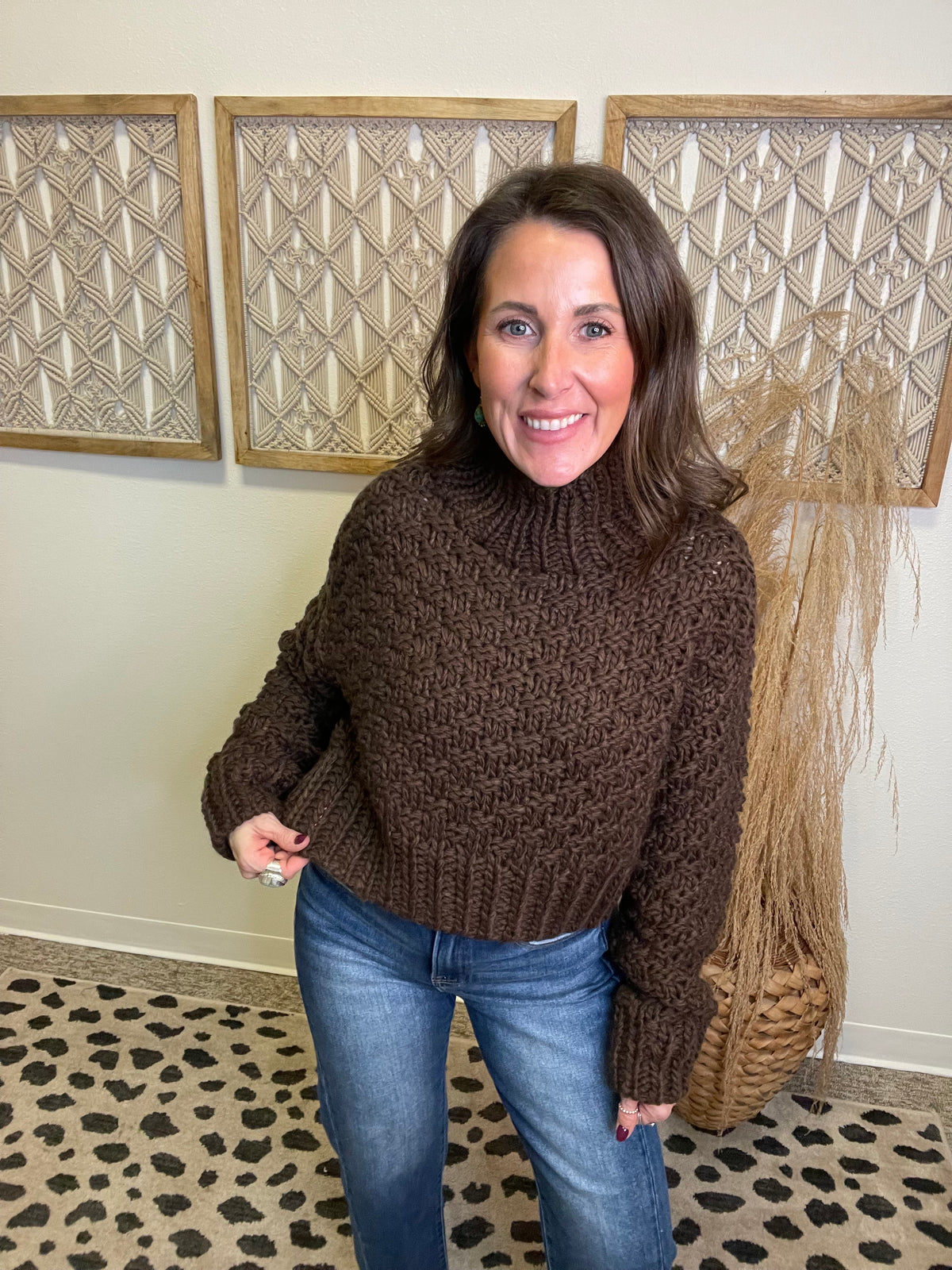 Elan Espresso Mock Sweater-Sweaters-elan-The Silo Boutique, Women's Fashion Boutique Located in Warren and Grand Forks North Dakota