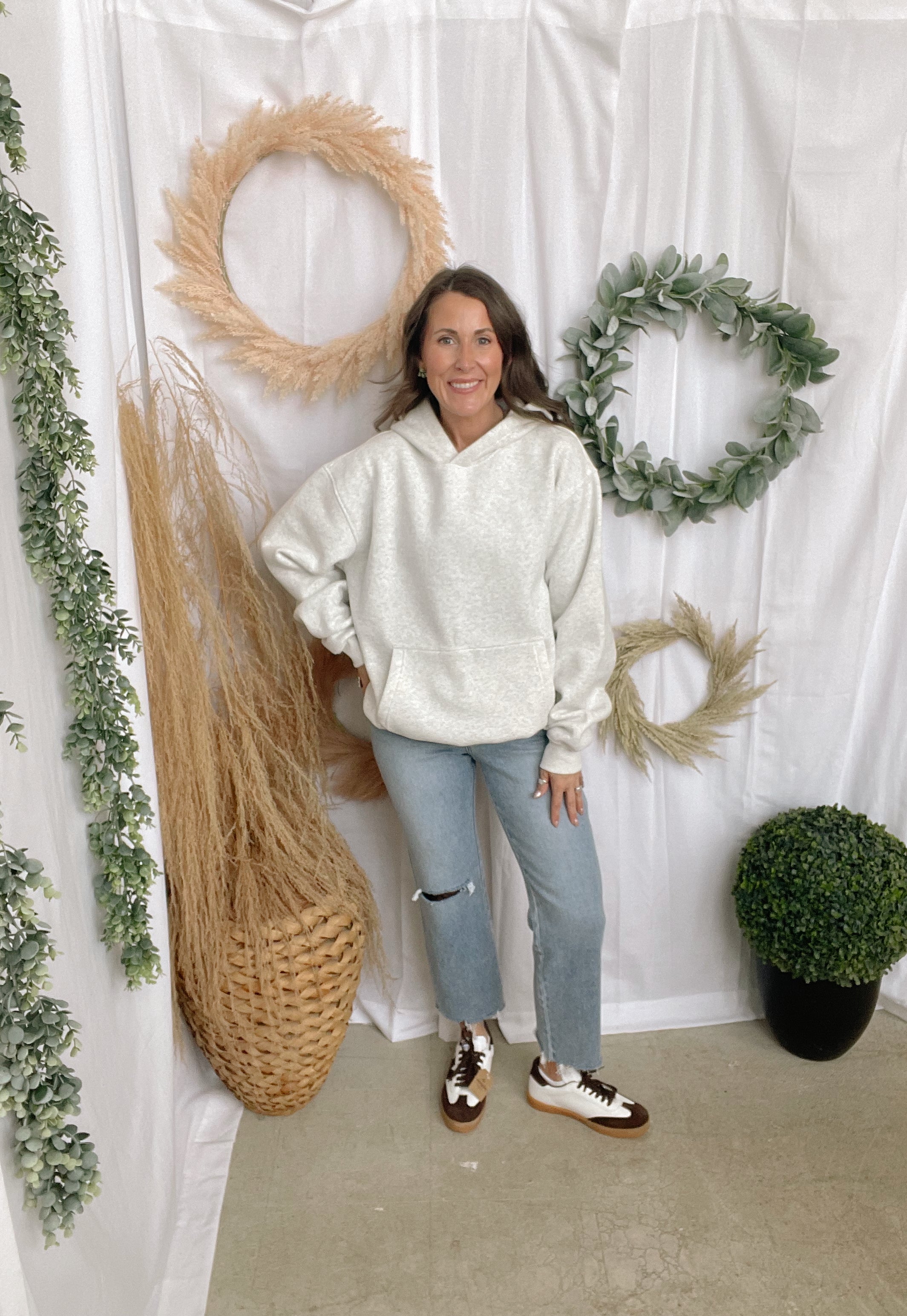 Heather White Cloud Hooded Sweatshirt-Sweatshirts-tictoc-The Silo Boutique, Women's Fashion Boutique Located in Warren and Grand Forks North Dakota