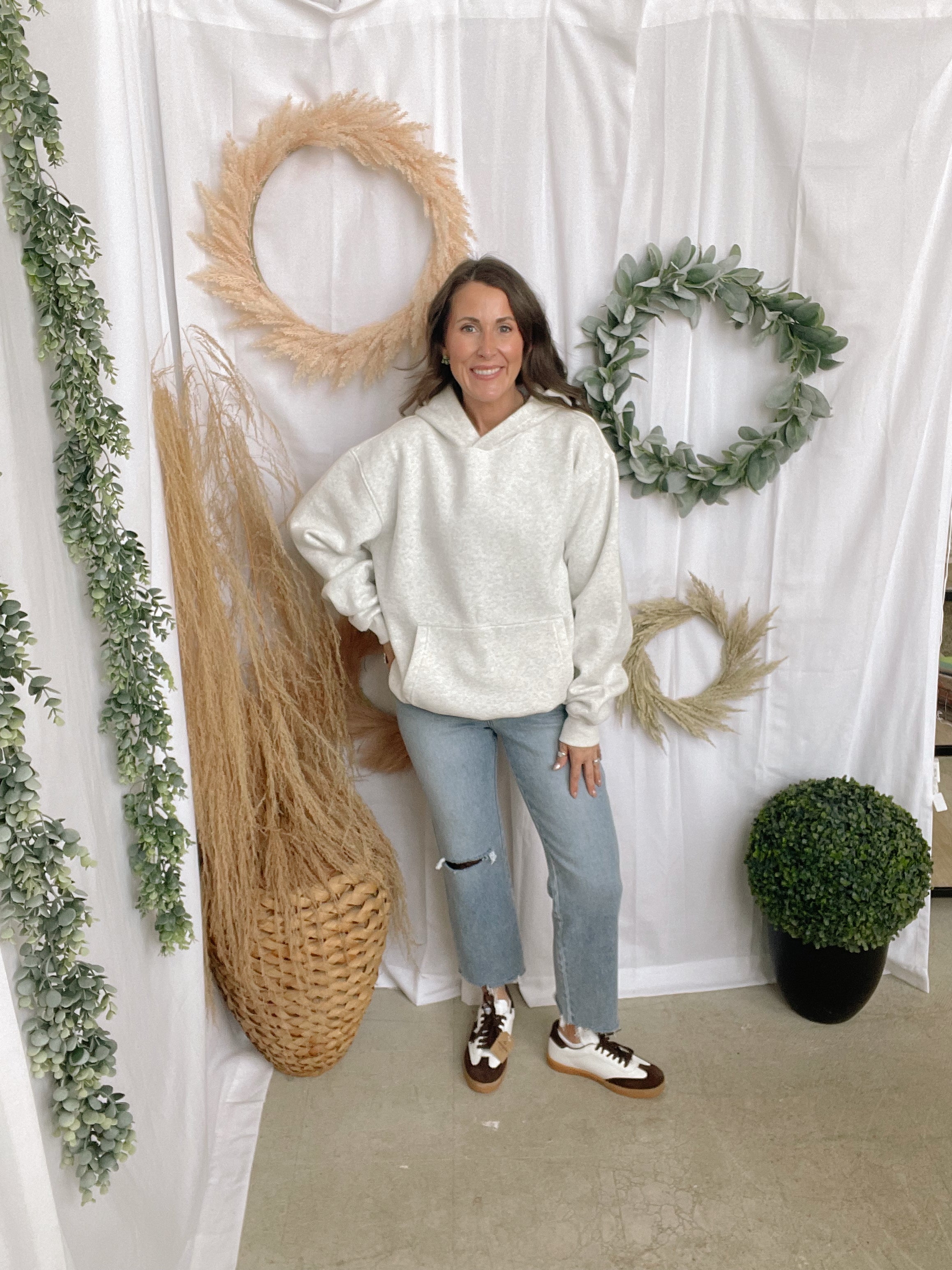 Heather White Cloud Hooded Sweatshirt-Sweatshirts-tictoc-The Silo Boutique, Women's Fashion Boutique Located in Warren and Grand Forks North Dakota