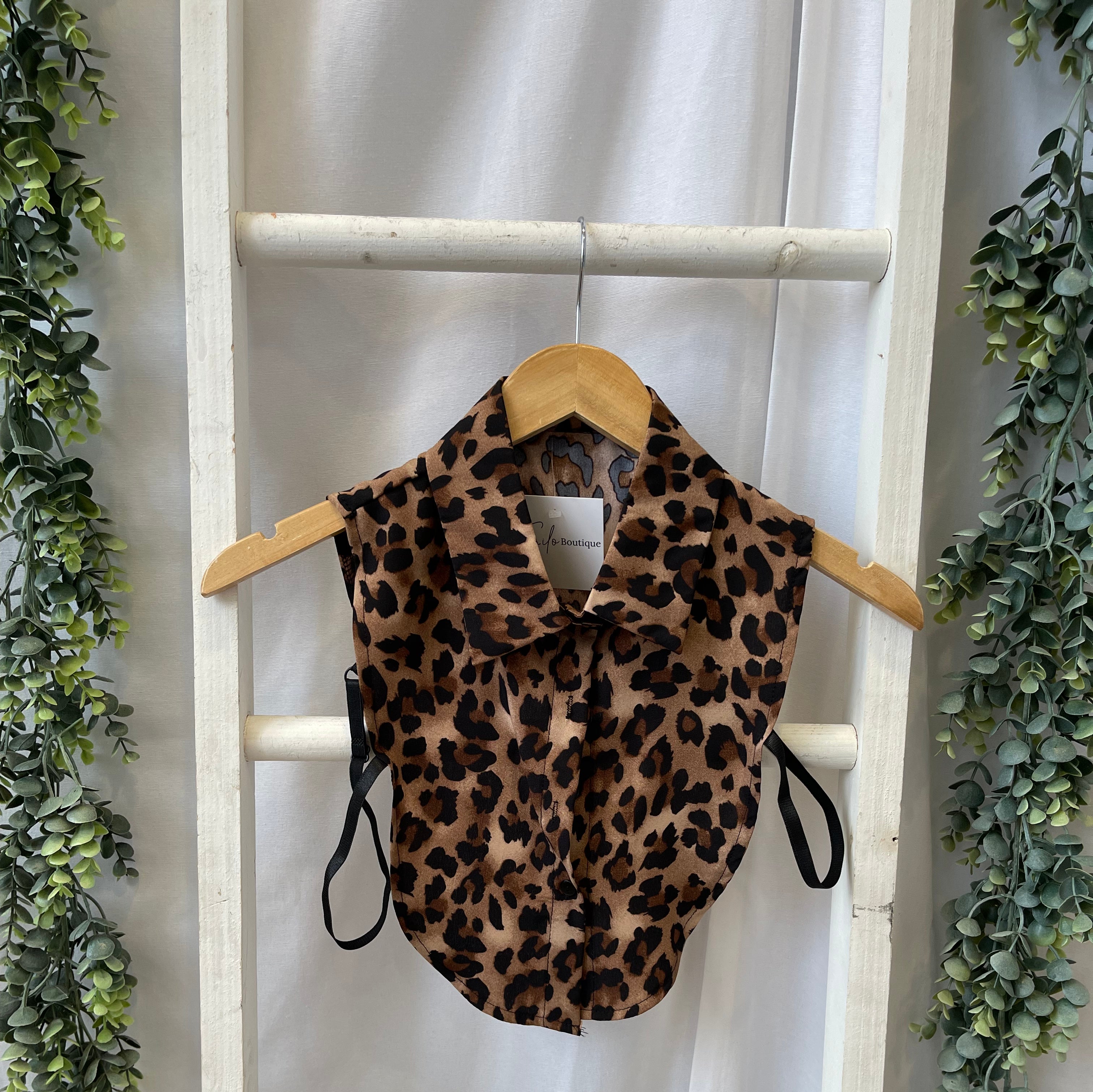 Corporate Collar-Leopard-Final Sale-Short Sleeve Tops-Summer Tees-The Silo Boutique, Women's Fashion Boutique Located in Warren and Grand Forks North Dakota