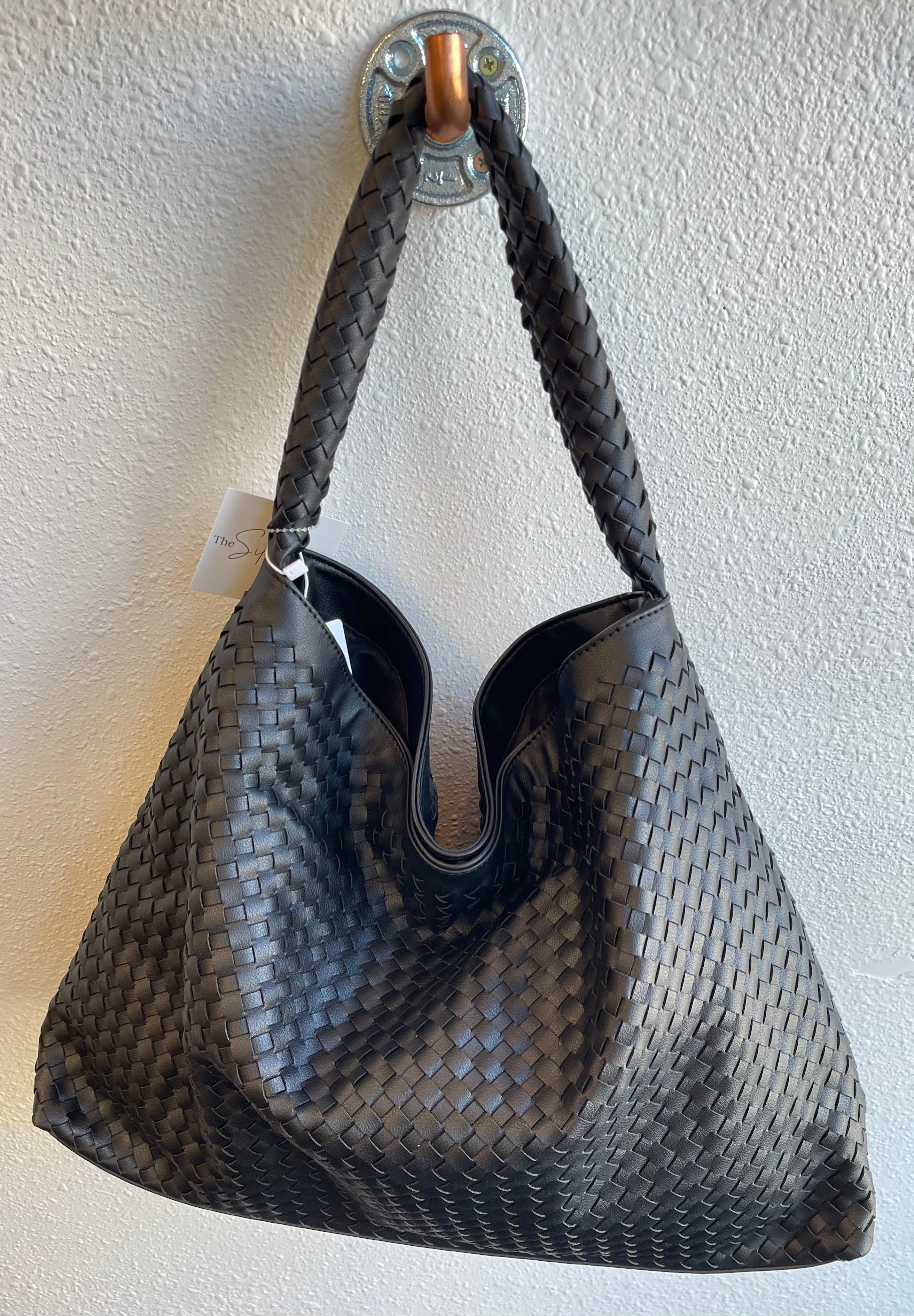 Leather Basket Weave Tote Purse-Final Sale-Purses-iccco-The Silo Boutique, Women's Fashion Boutique Located in Warren and Grand Forks North Dakota
