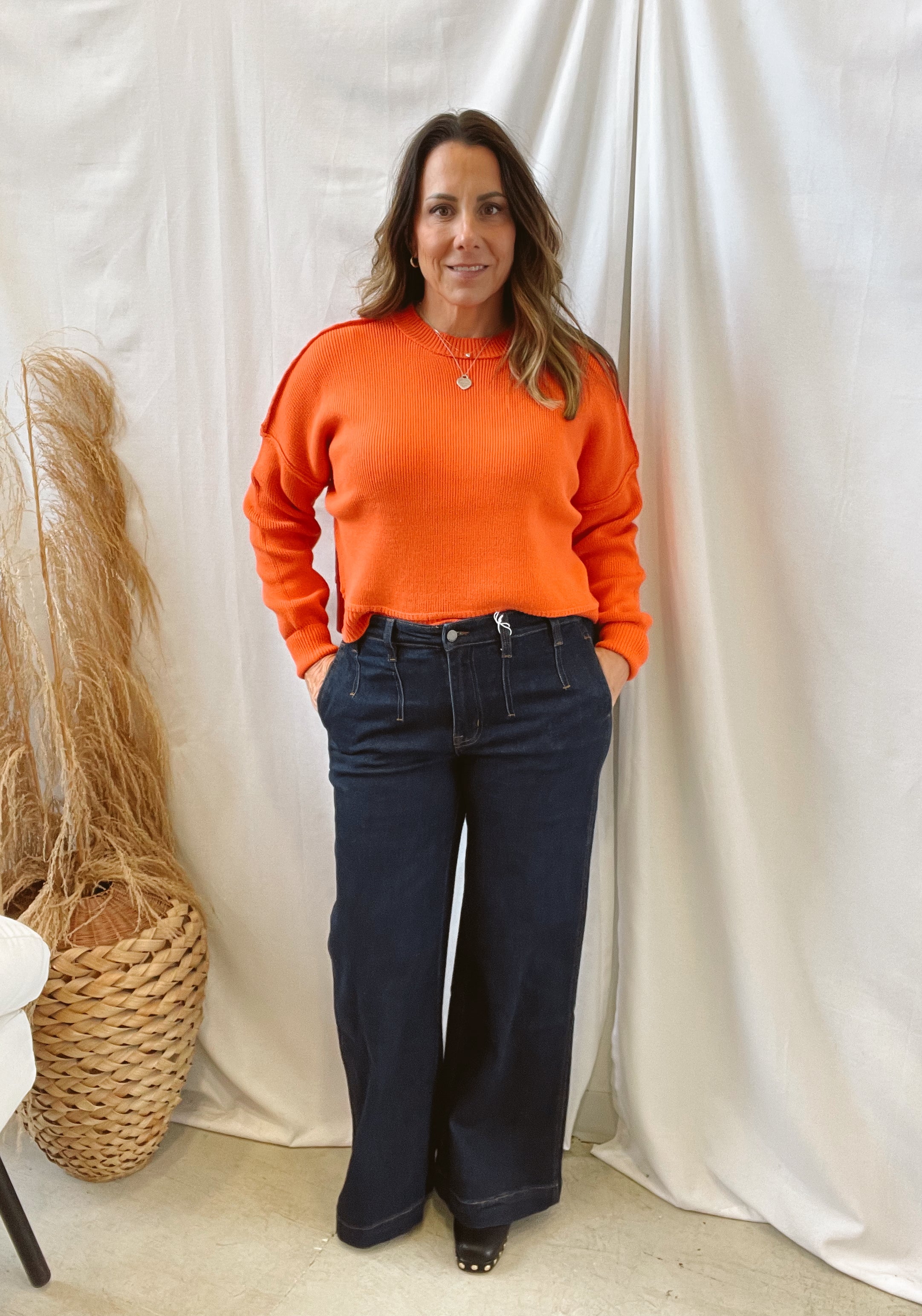 By Together Red Orange Sweater-Sweaters-by together-The Silo Boutique, Women's Fashion Boutique Located in Warren and Grand Forks North Dakota