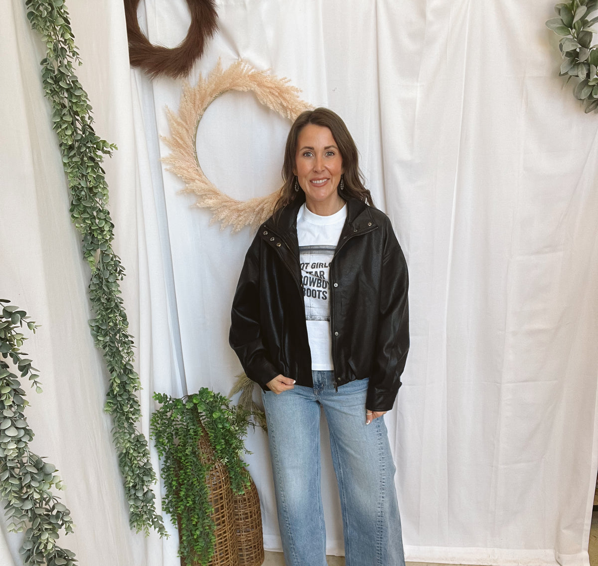 Faux Leather Bomber Jacket-Black-Coats & Jackets-blu pepper-The Silo Boutique, Women's Fashion Boutique Located in Warren and Grand Forks North Dakota
