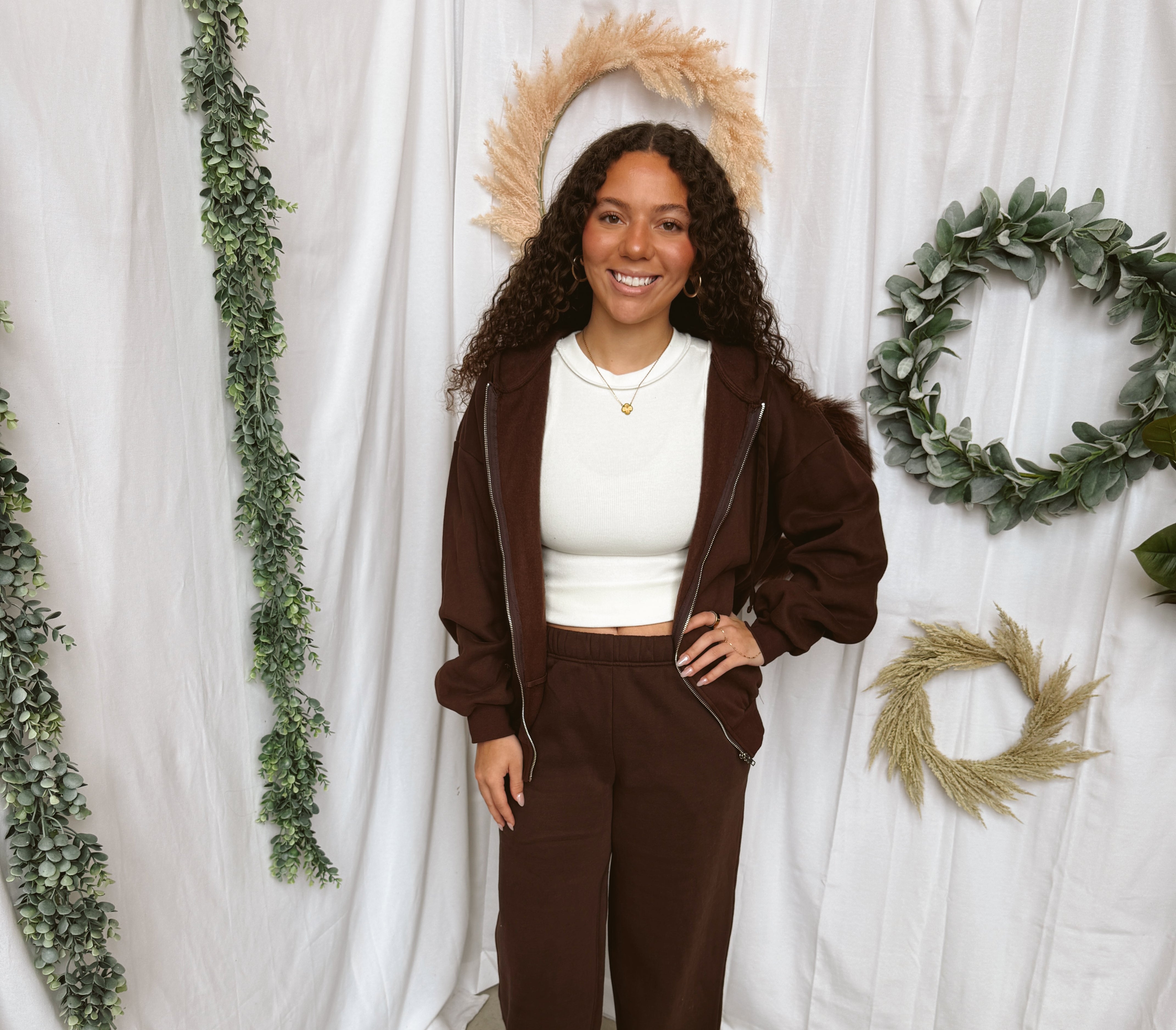 Lani Wide Leg Sweatpants-Brown-sweatpants-tictoc-The Silo Boutique, Women's Fashion Boutique Located in Warren and Grand Forks North Dakota