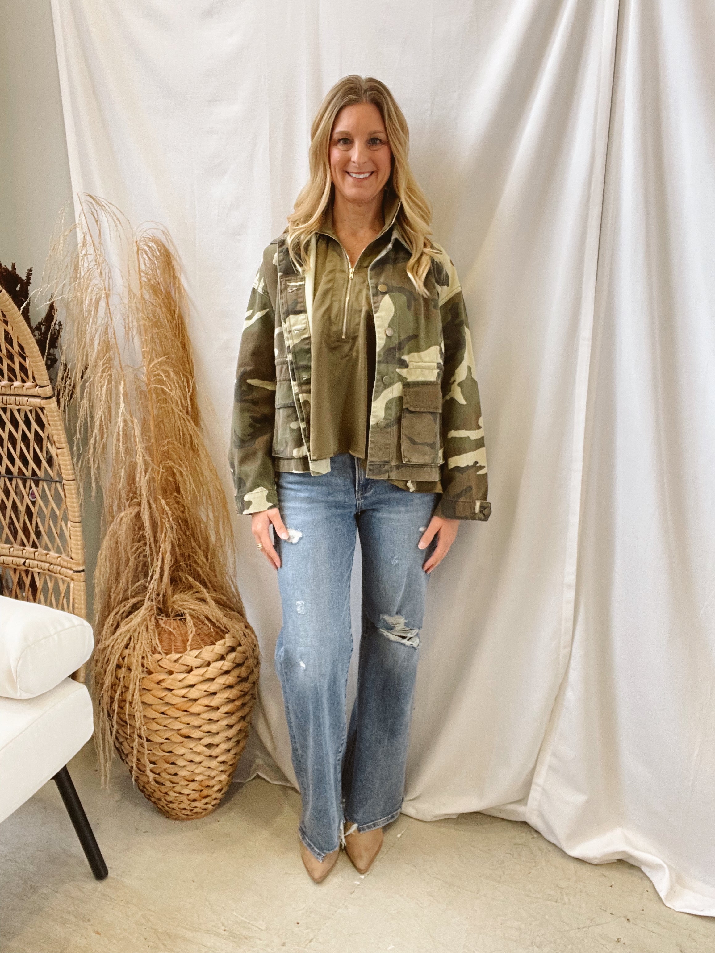 Miou Camo Print Jacket-Coats & Jackets-miou muse-The Silo Boutique, Women's Fashion Boutique Located in Warren and Grand Forks North Dakota