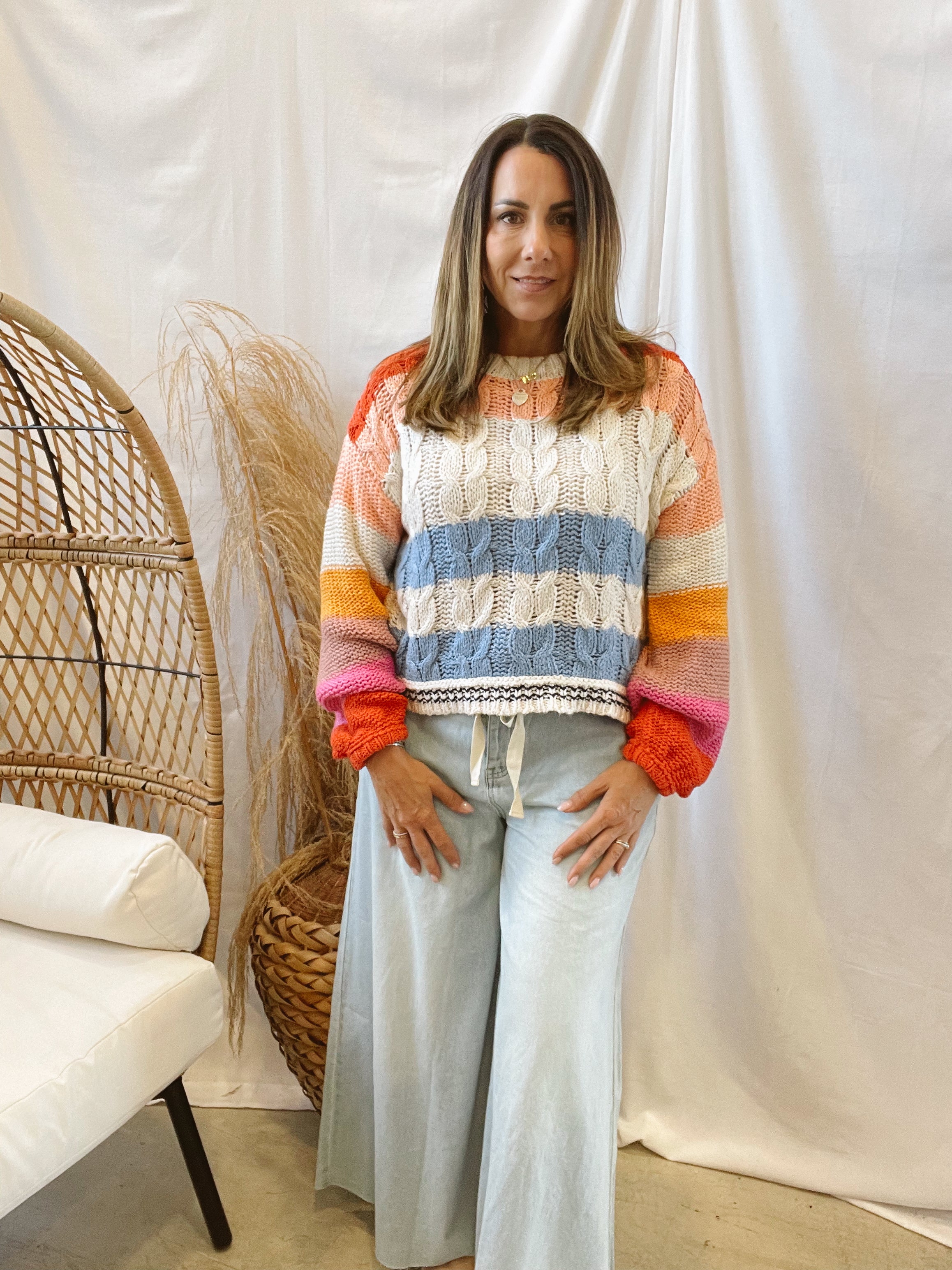 Together Striped Sweater-Final Sale-Sweaters-by together-The Silo Boutique, Women's Fashion Boutique Located in Warren and Grand Forks North Dakota