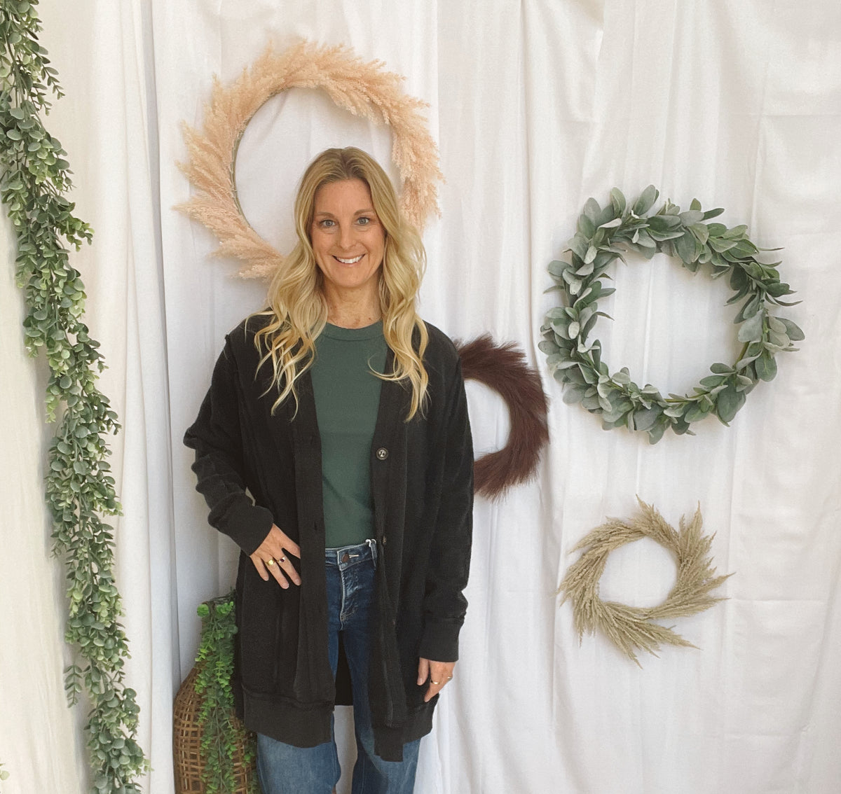 Jojo Mineral Wash Cardigan-Ash Black-Cardigans-eesome-The Silo Boutique, Women's Fashion Boutique Located in Warren and Grand Forks North Dakota
