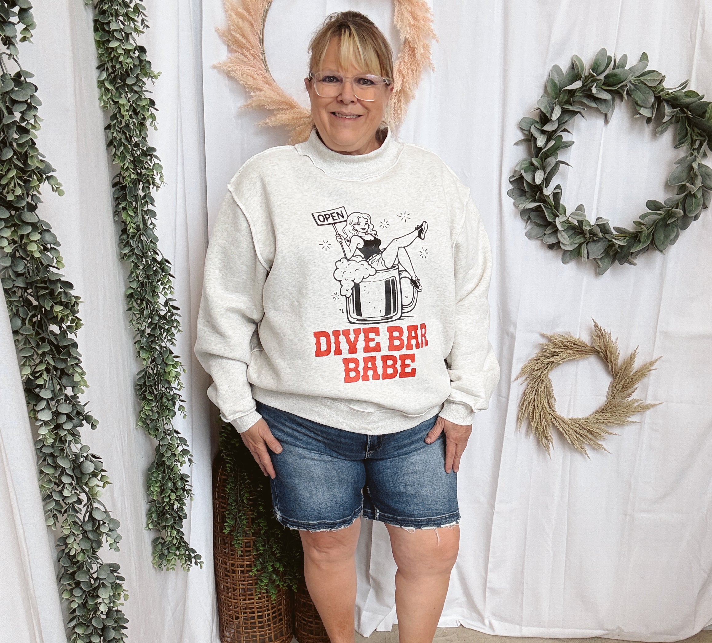 Dive Bar Babe' & Honky Tonk Darlin' Reversible Sweatshirt-Sweatshirts-bucketlist-The Silo Boutique, Women's Fashion Boutique Located in Warren and Grand Forks North Dakota