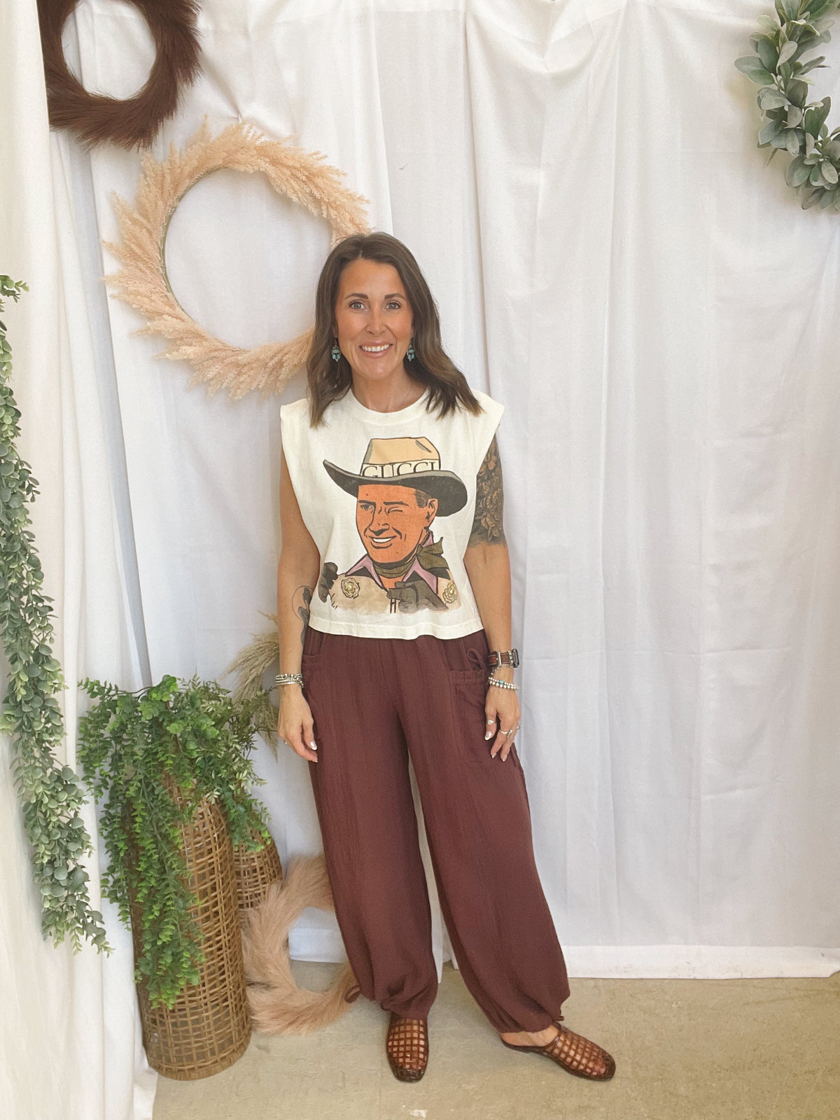 Designer Cowboy Tank-Tank Tops-Summer Tees-The Silo Boutique, Women's Fashion Boutique Located in Warren and Grand Forks North Dakota