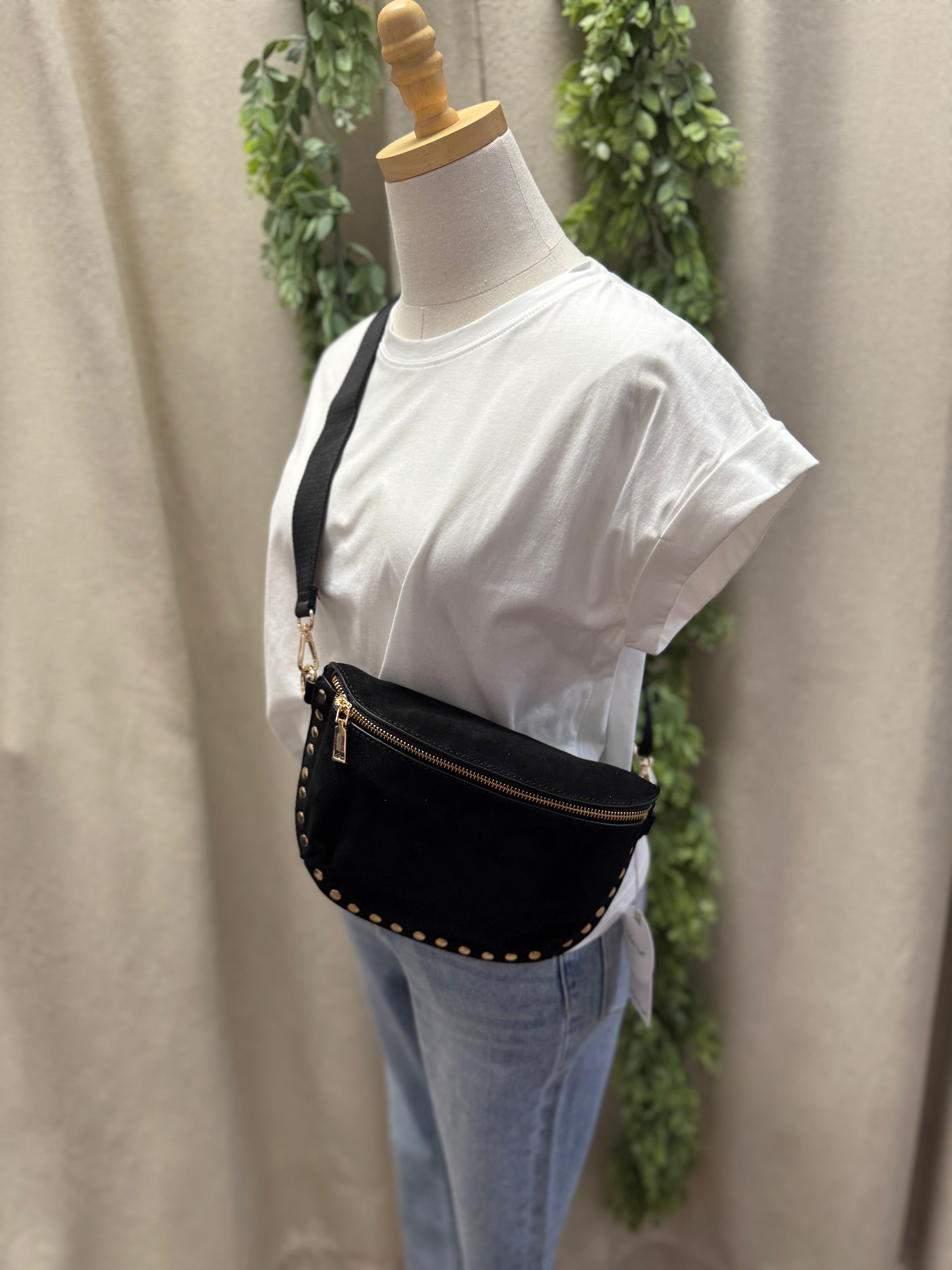 Moda Luxe Gizelle Suede Purse-Black-Crossbody Purses-moda-The Silo Boutique, Women's Fashion Boutique Located in Warren and Grand Forks North Dakota