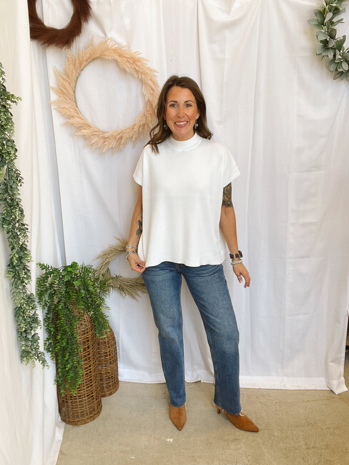 Betty Short Sleeve Sweater-White-Sweaters-Zenana-The Silo Boutique, Women's Fashion Boutique Located in Warren and Grand Forks North Dakota