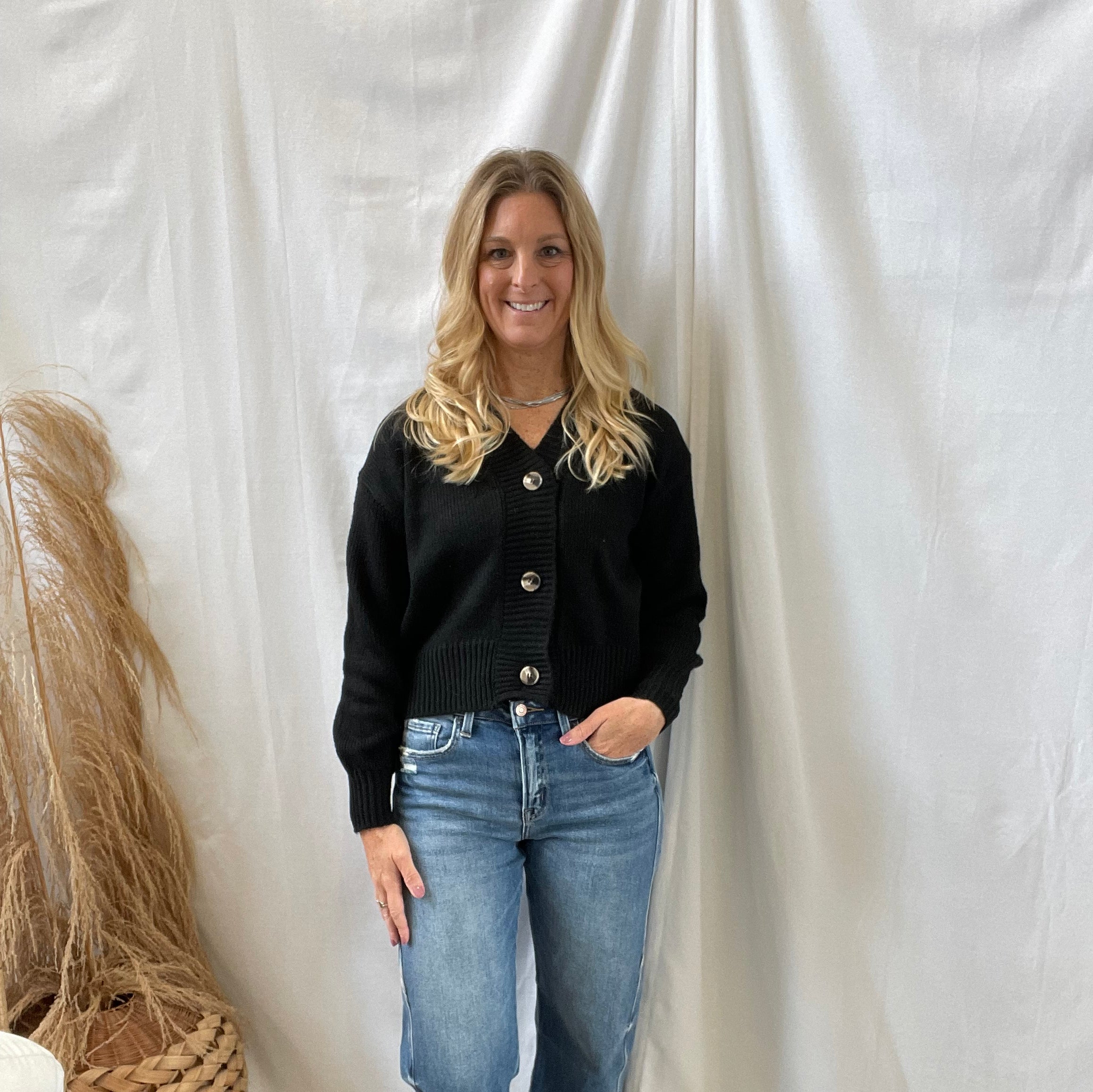 Zen Button Down Cardigan-Black-Cardigans-zenana-The Silo Boutique, Women's Fashion Boutique Located in Warren and Grand Forks North Dakota