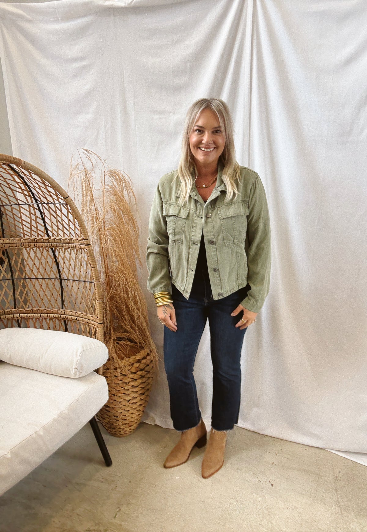 Tencil Blend Jacket-Olive-Coats & Jackets-be cool-The Silo Boutique, Women's Fashion Boutique Located in Warren and Grand Forks North Dakota