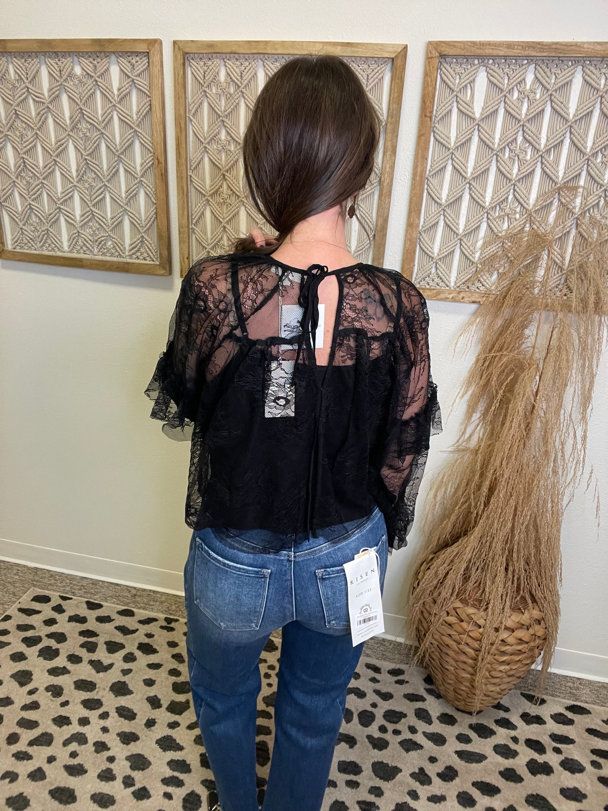 Elan Boho Ruffle Top-Black-Tank Tops-elan-The Silo Boutique, Women's Fashion Boutique Located in Warren and Grand Forks North Dakota