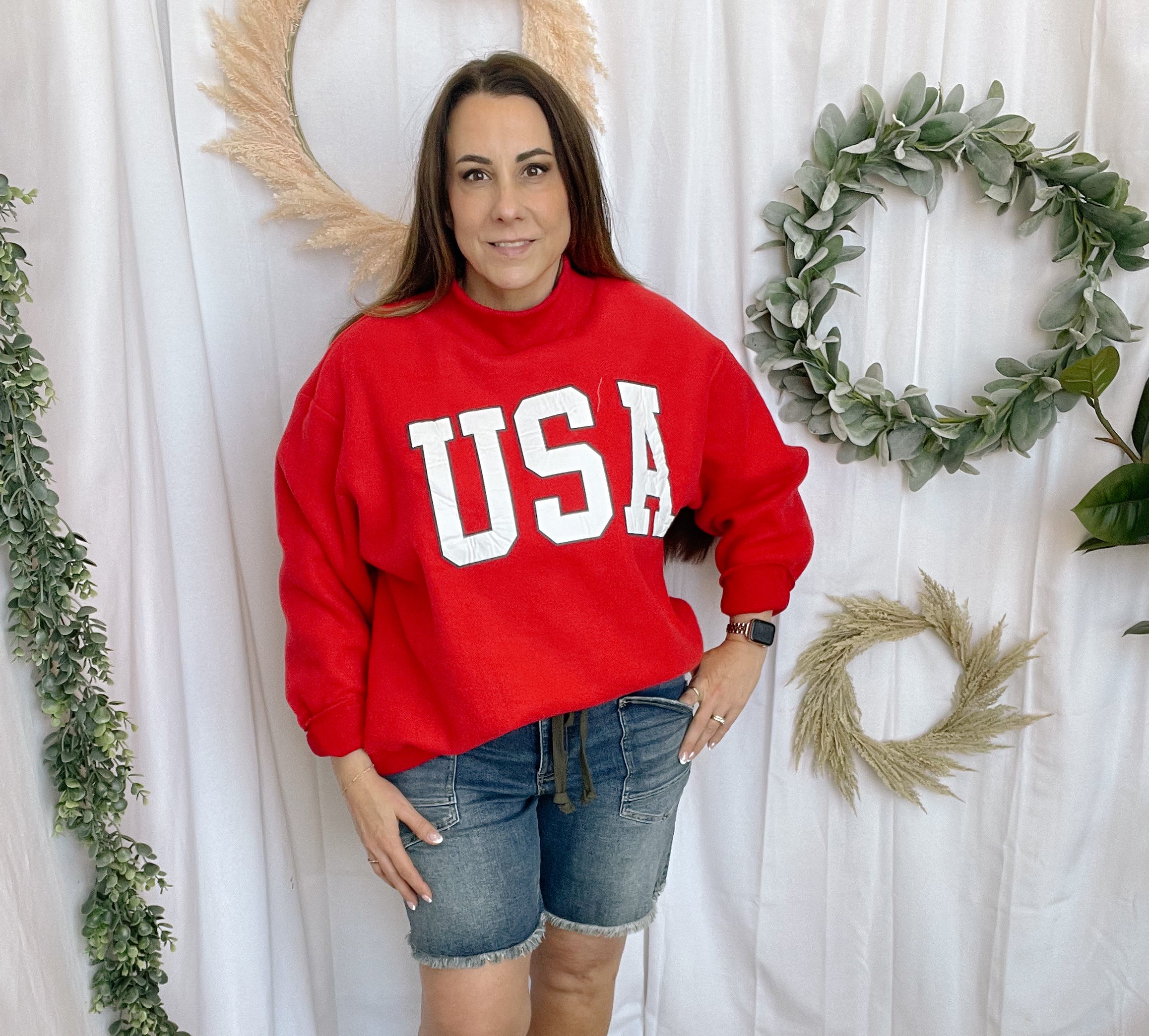 Bucketlist Flag/USA Reversible Sweatshirt-Red-Final Sale-Sweatshirts-bucketlist-The Silo Boutique, Women's Fashion Boutique Located in Warren and Grand Forks North Dakota