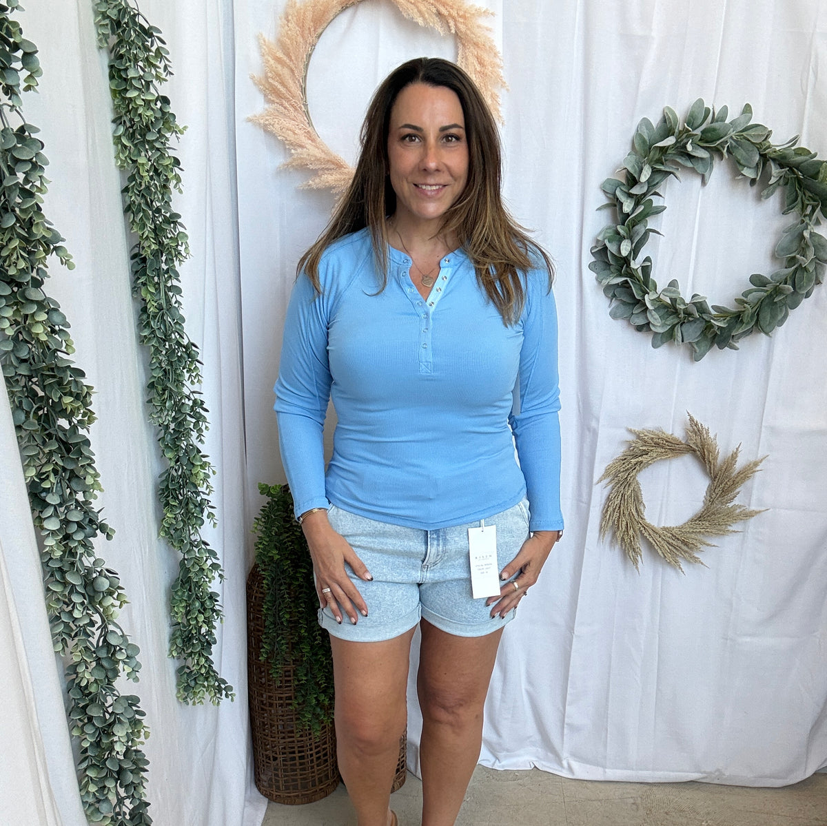 Mono B Essential Henley Top-Long Sleeve Tops-mono b-The Silo Boutique, Women's Fashion Boutique Located in Warren and Grand Forks North Dakota
