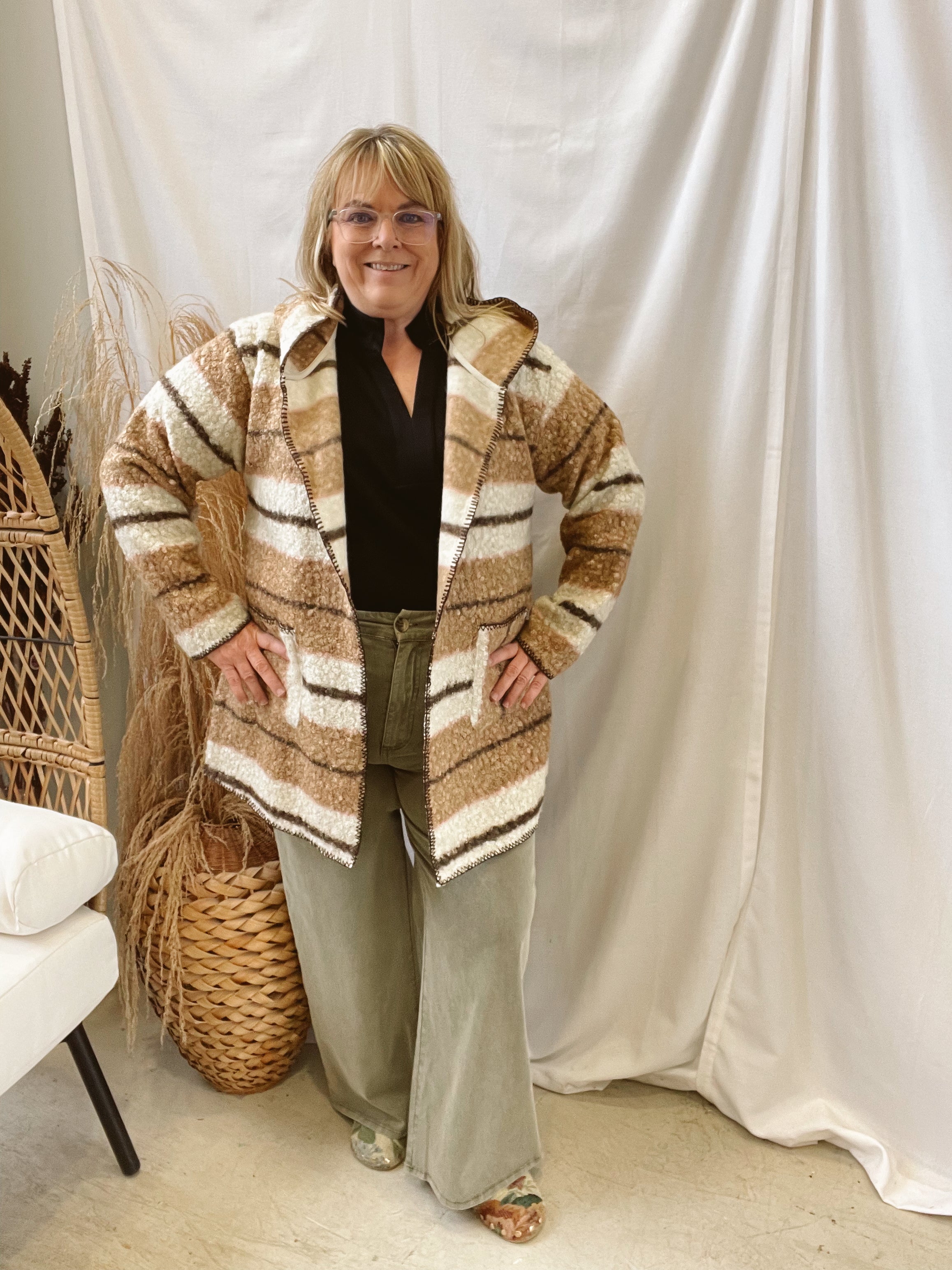 Mocha Teddy Fur Cardigan Jacket-Final Sale-Coats & Jackets-easel-The Silo Boutique, Women's Fashion Boutique Located in Warren and Grand Forks North Dakota