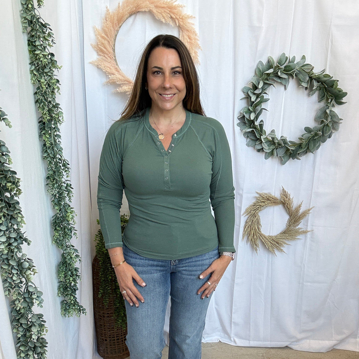 Mono B Essential Henley Top-Long Sleeve Tops-mono b-The Silo Boutique, Women's Fashion Boutique Located in Warren and Grand Forks North Dakota