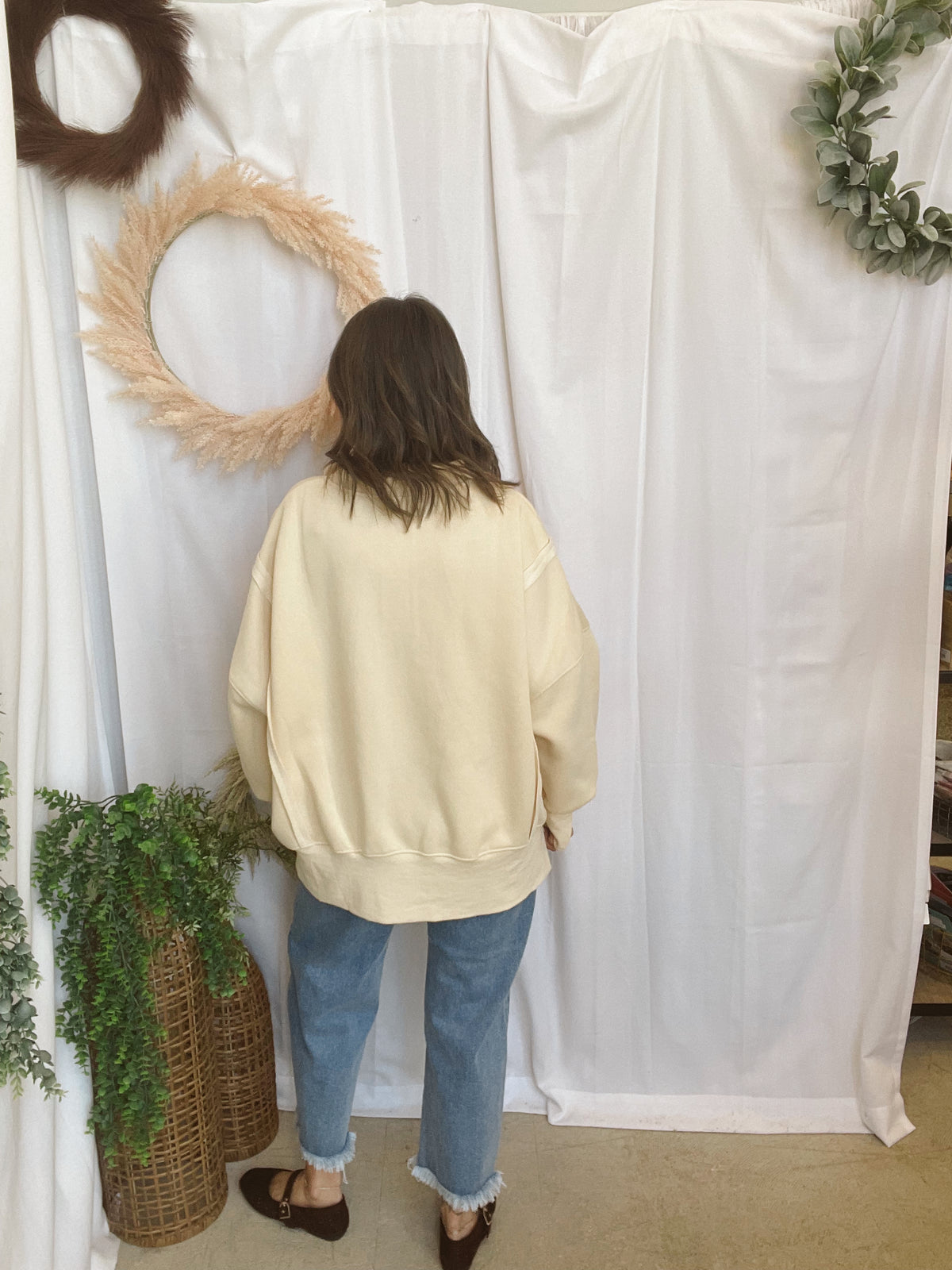 Sophie Snap Collar Sweatshirt-Cream-Sweatshirts-hyfve-The Silo Boutique, Women's Fashion Boutique Located in Warren and Grand Forks North Dakota