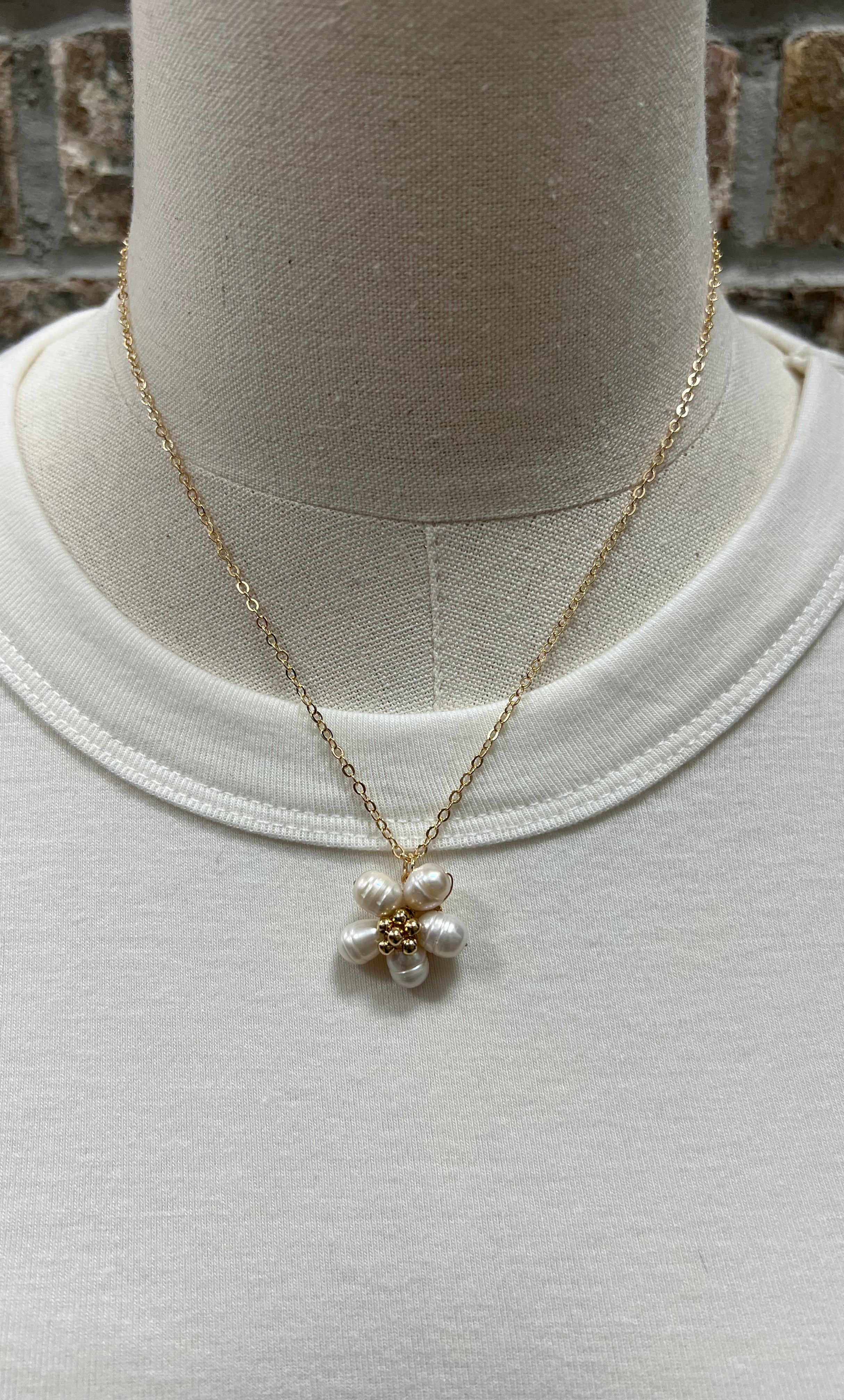 Fame Cluster Pearl Flower Necklace-Necklaces-Fame-The Silo Boutique, Women's Fashion Boutique Located in Warren and Grand Forks North Dakota