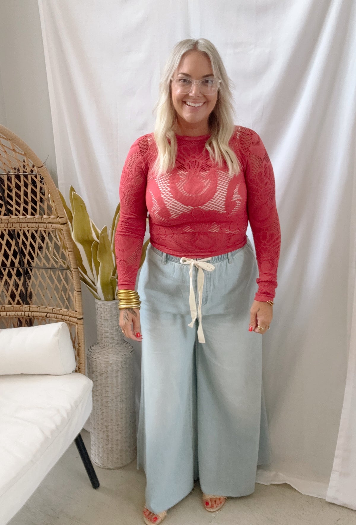 Knit Seamless Jacquard Top-Crimson-Long Sleeve Tops-by together-The Silo Boutique, Women's Fashion Boutique Located in Warren and Grand Forks North Dakota