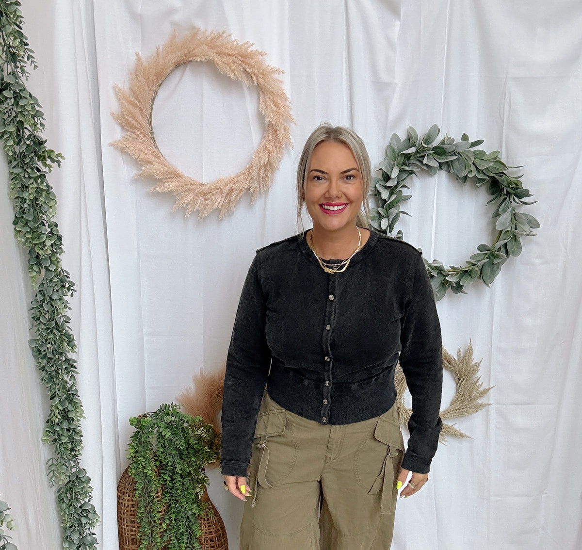 Beth Mineral Wash Cardigan-Long Sleeve Tops-eesome-The Silo Boutique, Women's Fashion Boutique Located in Warren and Grand Forks North Dakota
