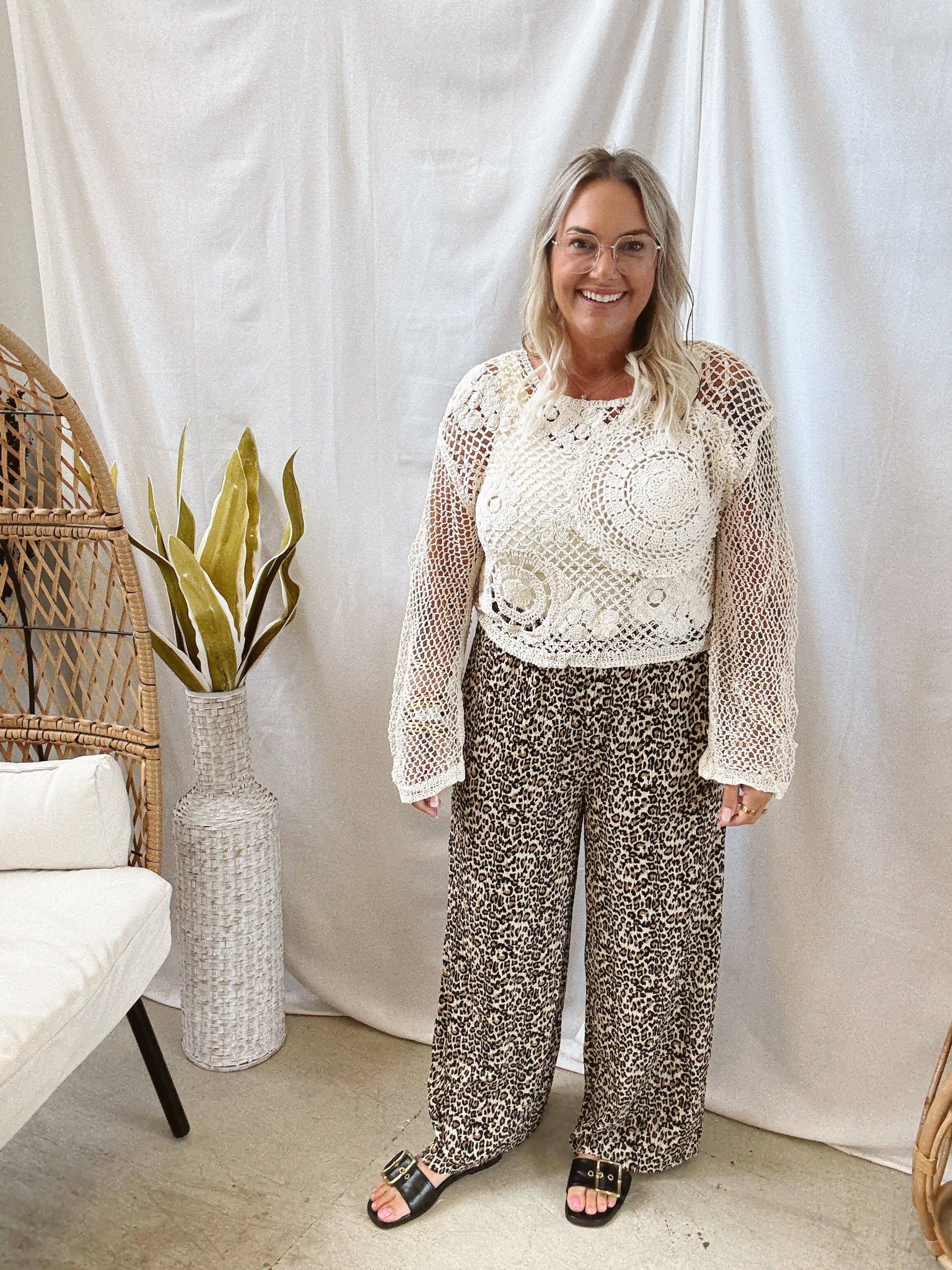 Leopard Pleated Pants-Final Sale-Pants-very j-The Silo Boutique, Women's Fashion Boutique Located in Warren and Grand Forks North Dakota