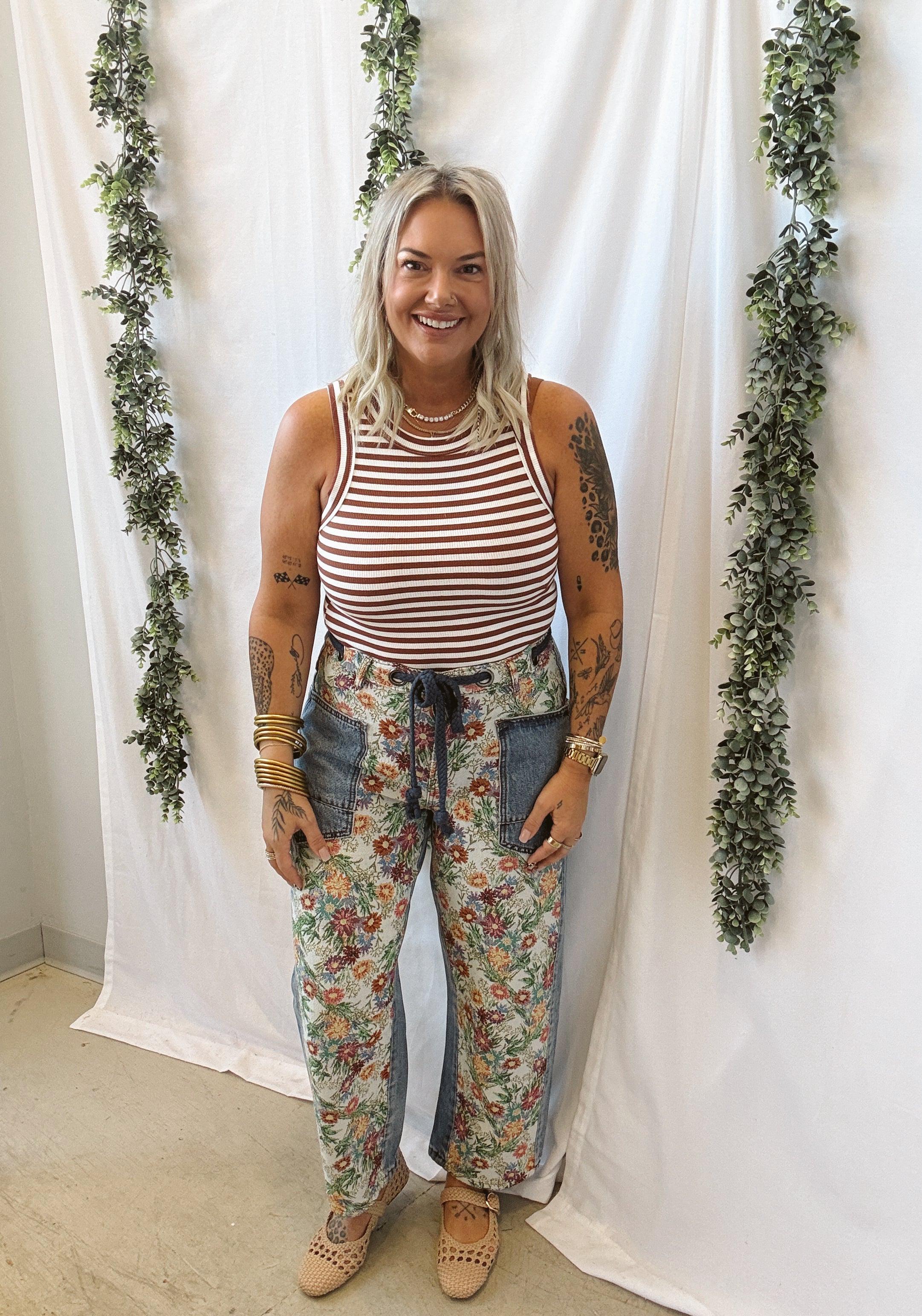 Hy Striped Tank Top-Brick-Tank Tops-hyfve-The Silo Boutique, Women's Fashion Boutique Located in Warren and Grand Forks North Dakota