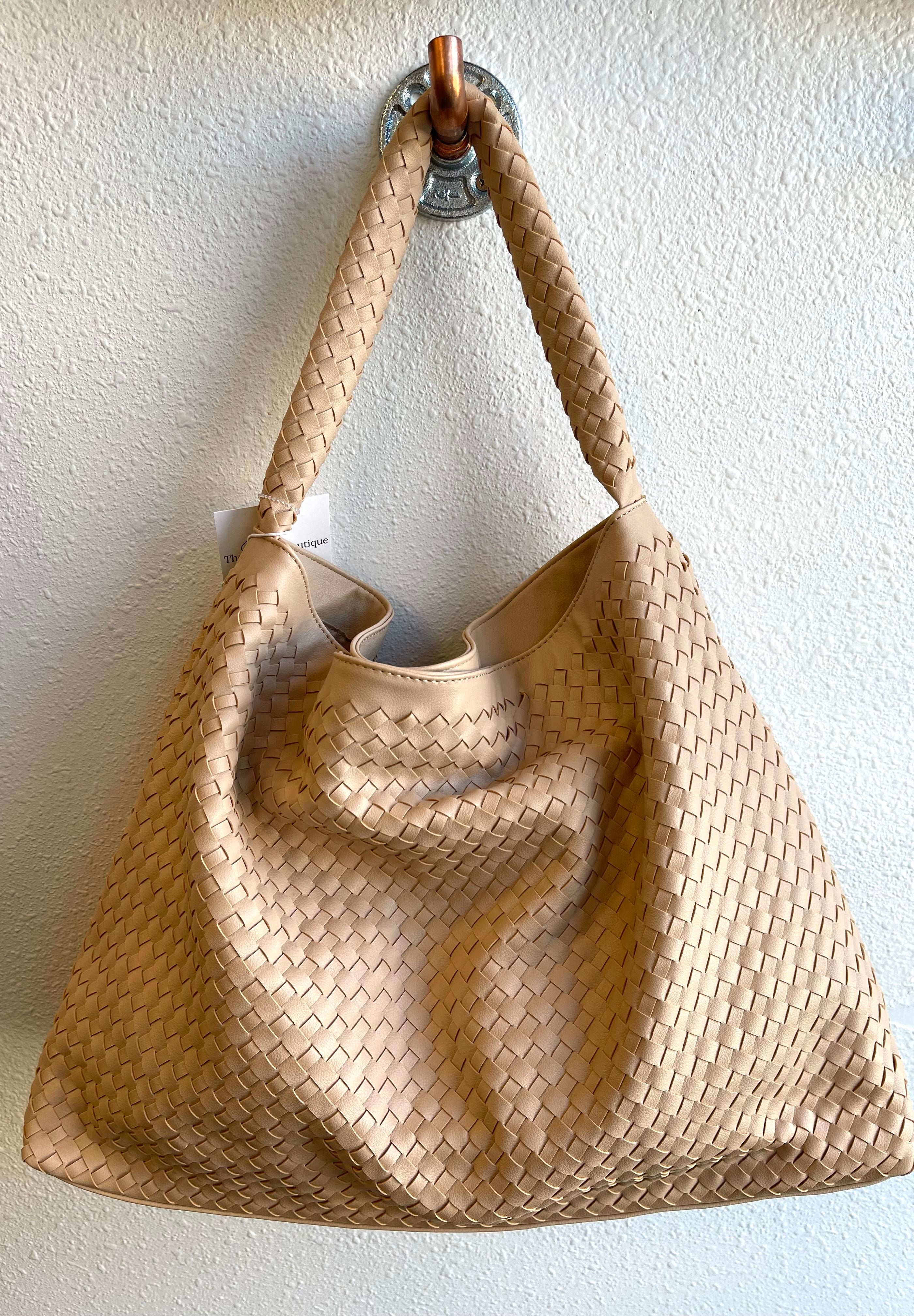 Leather Basket Weave Tote Purse-Final Sale-Purses-iccco-The Silo Boutique, Women's Fashion Boutique Located in Warren and Grand Forks North Dakota