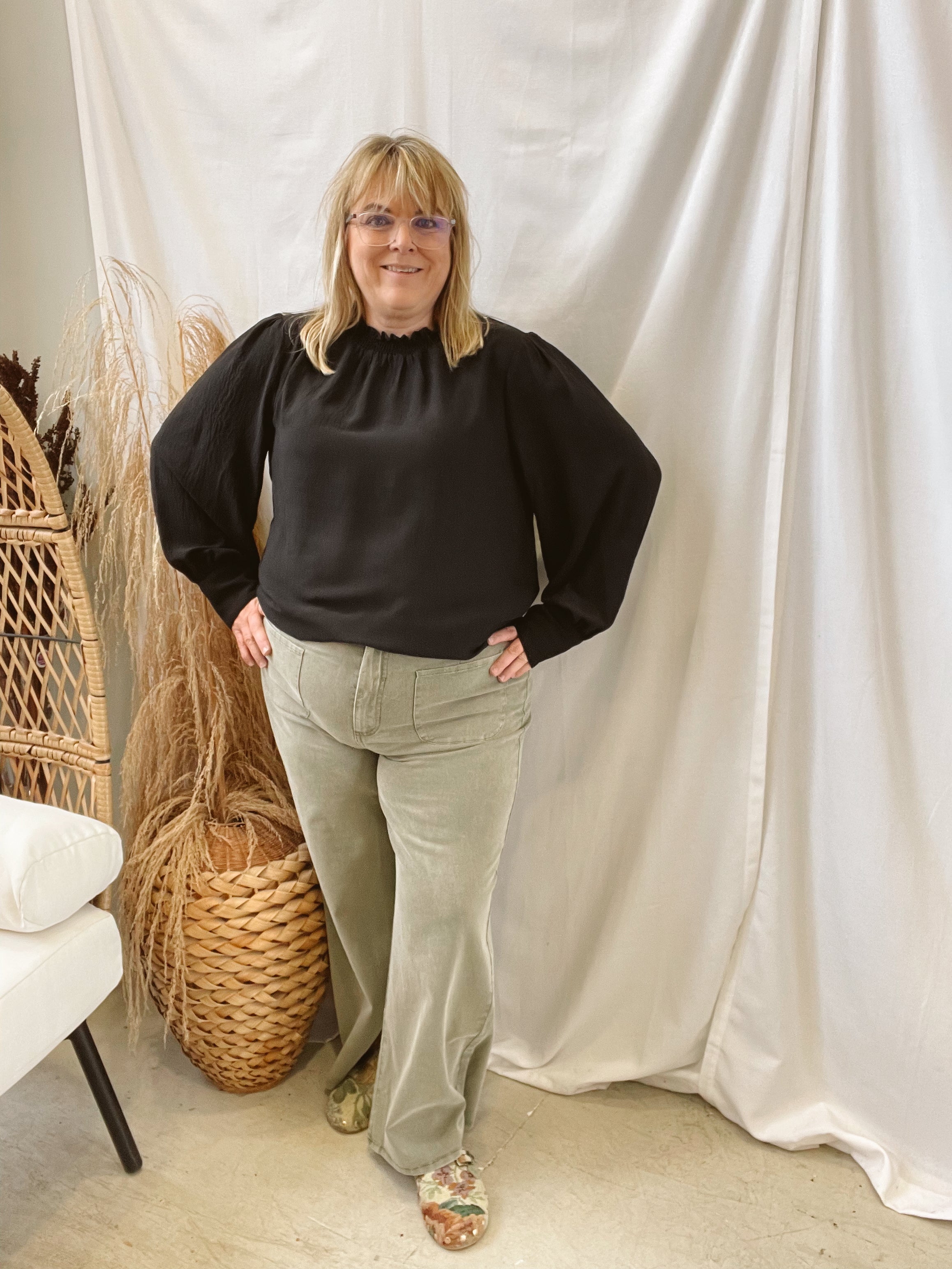 Long Sleeve Airflow Blouse-Black-Final Sale-Long Sleeve Tops-oddi-The Silo Boutique, Women's Fashion Boutique Located in Warren and Grand Forks North Dakota