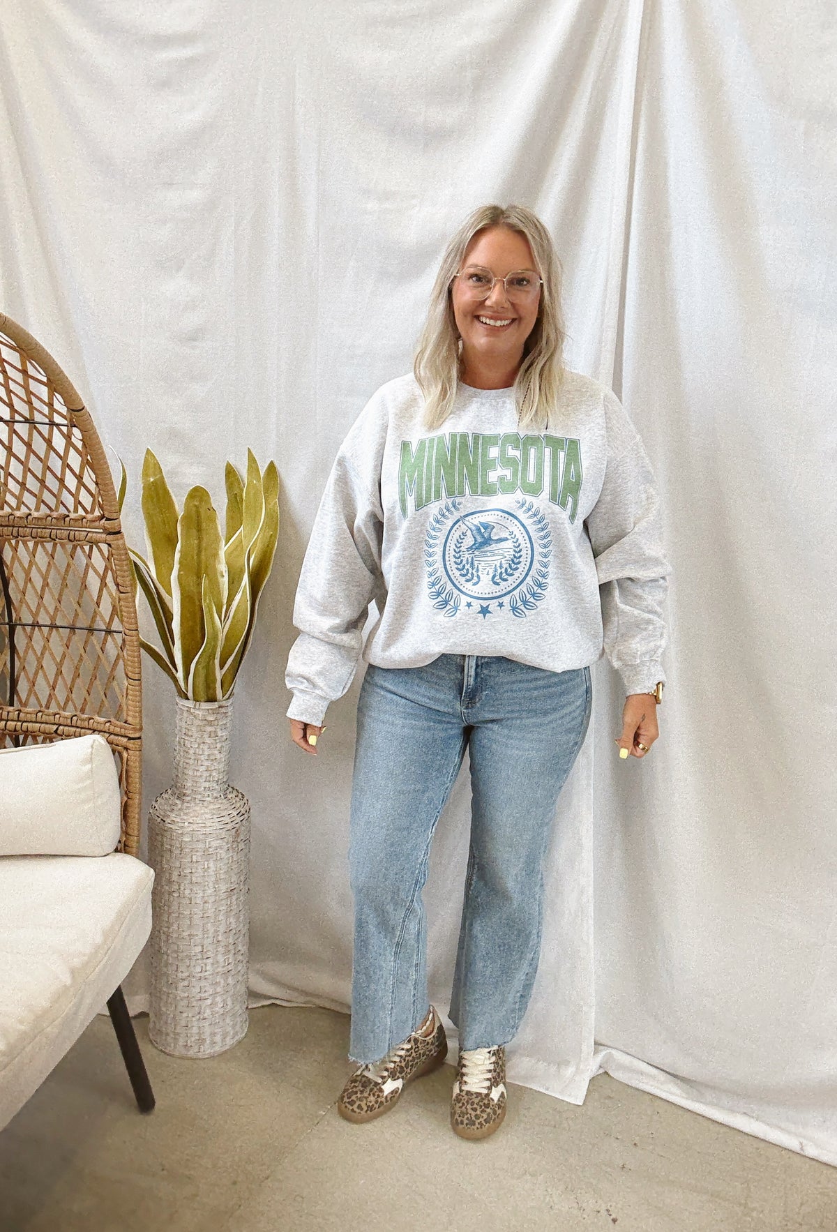 Minnesota Wreath Graphic Sweatshirt-Sweatshirts-blume-The Silo Boutique, Women's Fashion Boutique Located in Warren and Grand Forks North Dakota