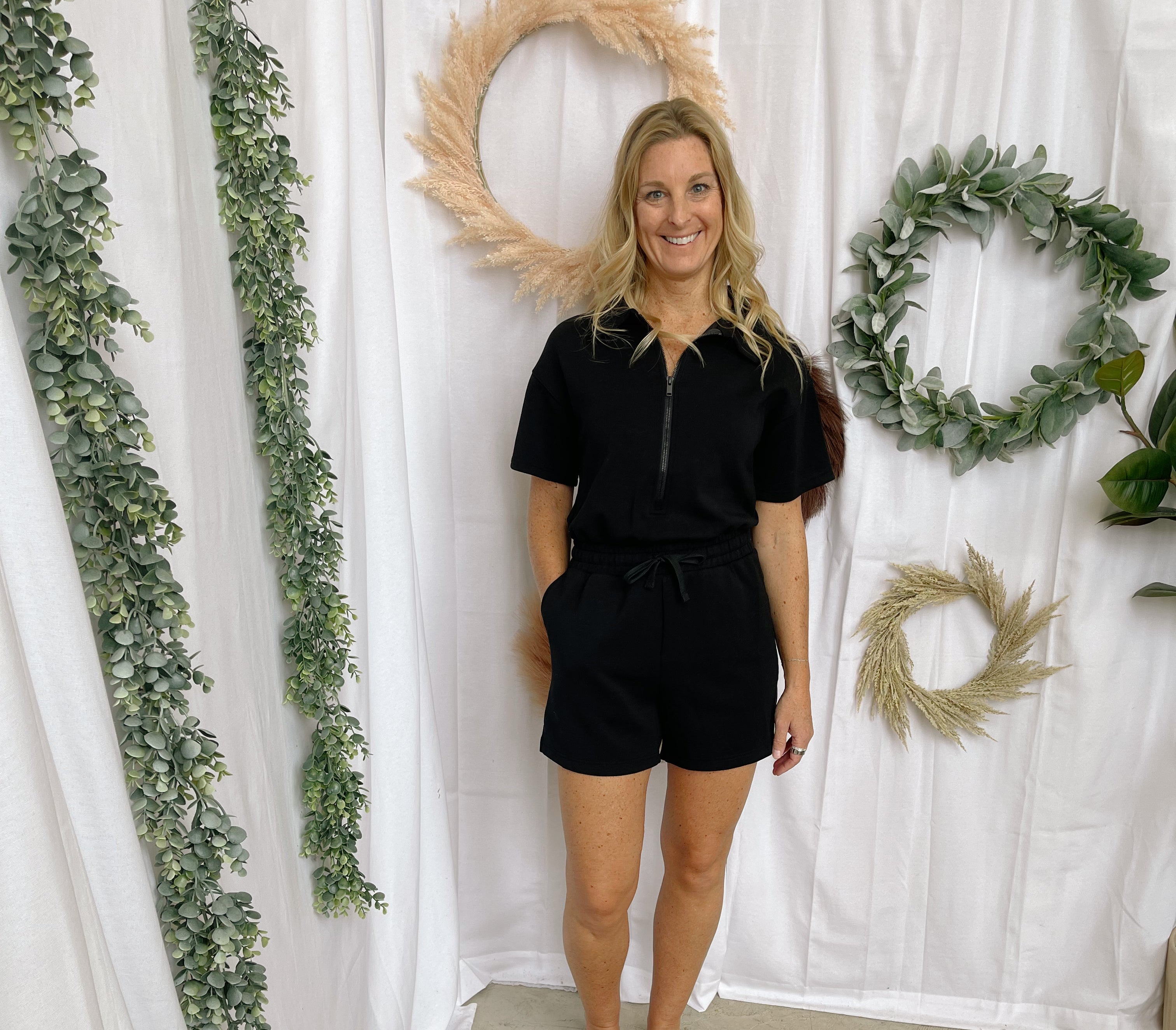 Rae Lux Romper-Black-Jumpsuits & Rompers-rae mode-The Silo Boutique, Women's Fashion Boutique Located in Warren and Grand Forks North Dakota