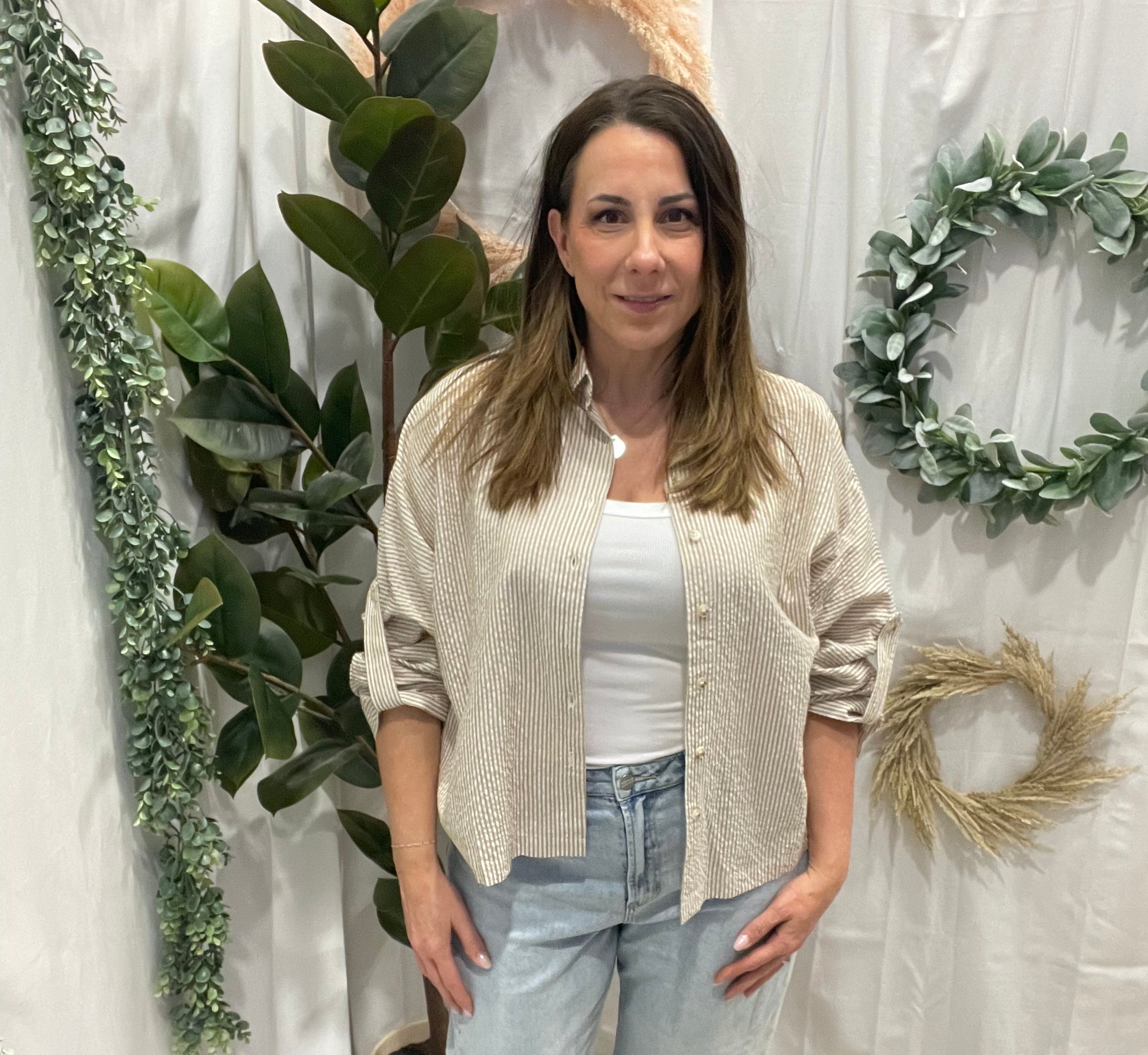 Essential Stripe Long Sleeve Top-Taupe-Long Sleeve Tops-hyfve-The Silo Boutique, Women's Fashion Boutique Located in Warren and Grand Forks North Dakota