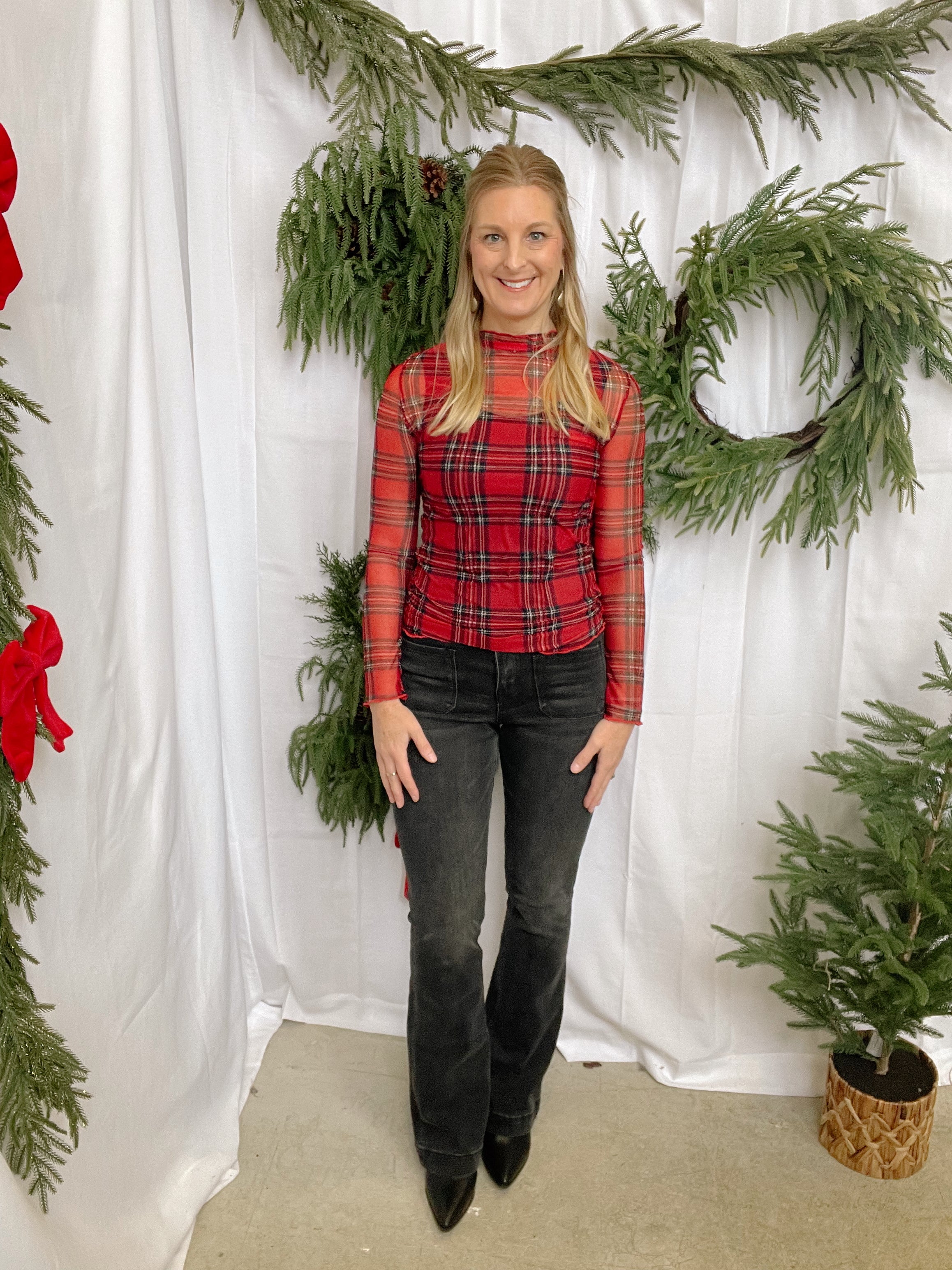 Christmas Plaid Long Sleeve Top-Final sale-Long Sleeve Tops-haptics-The Silo Boutique, Women's Fashion Boutique Located in Warren and Grand Forks North Dakota
